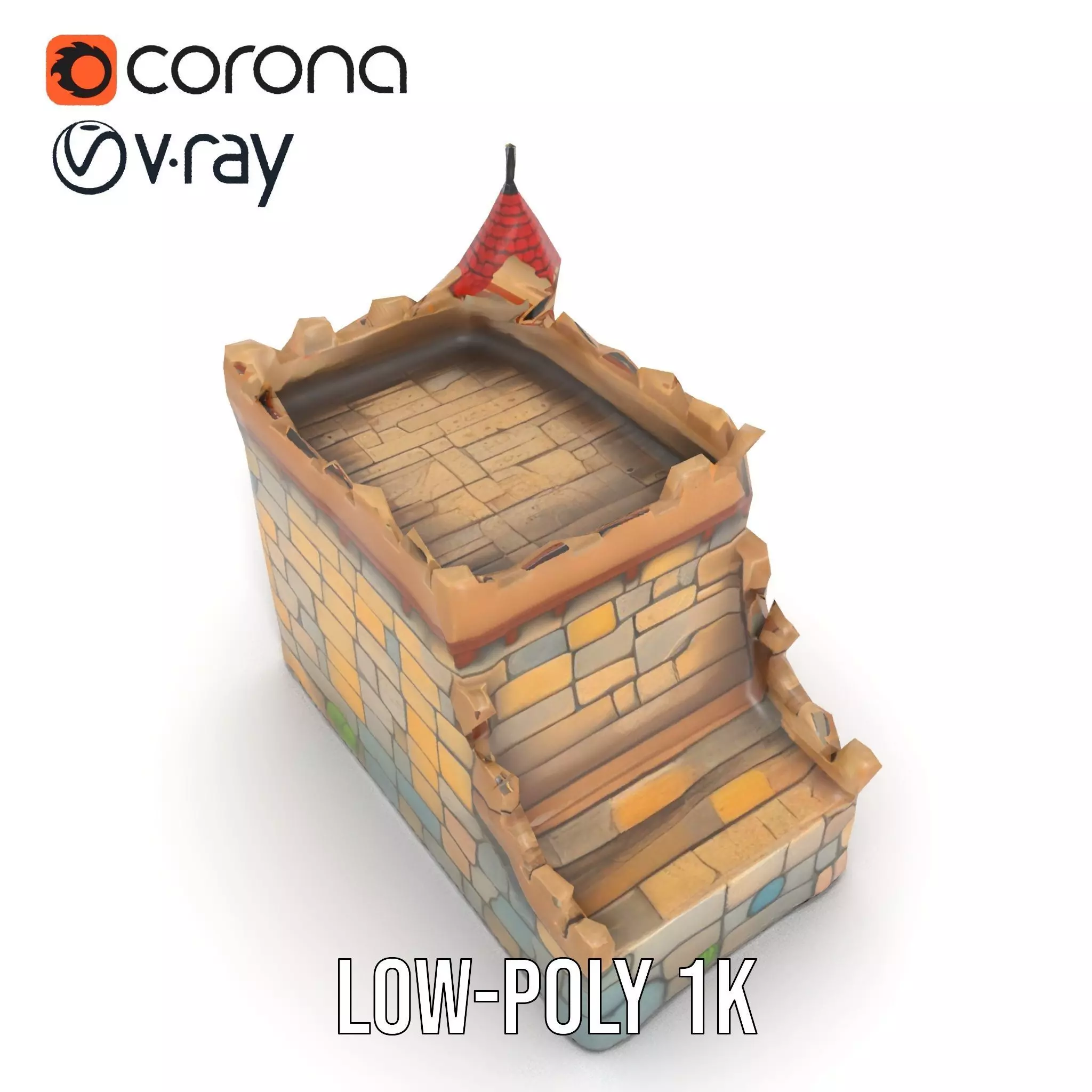 Classic Stone Fortress model pack Low-poly 3D model_10