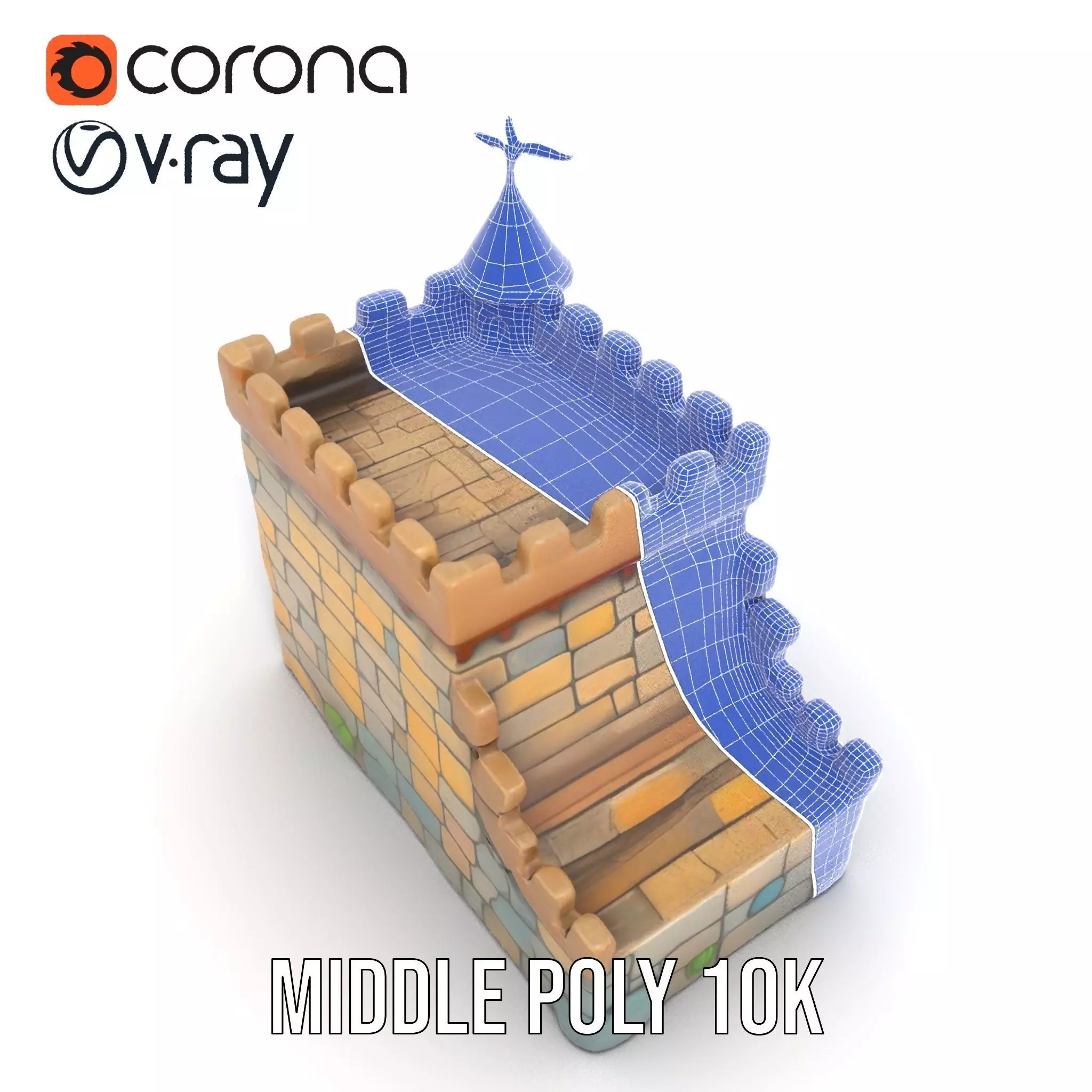 Classic Stone Fortress model pack Low-poly 3D model_19