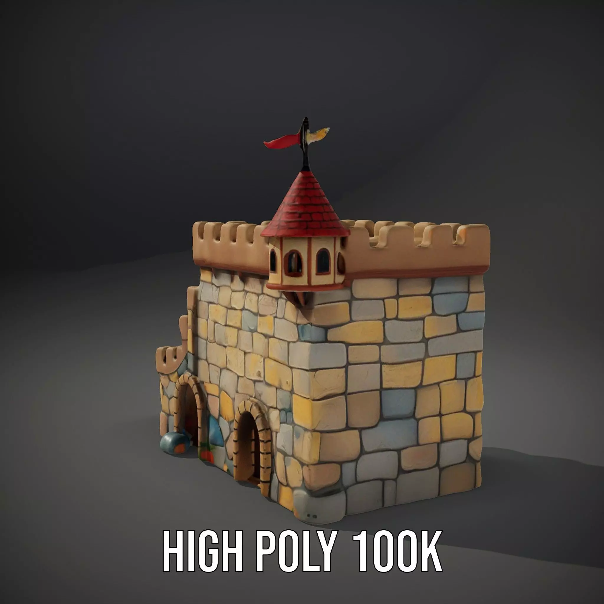 Classic Stone Fortress model pack Low-poly 3D model_11