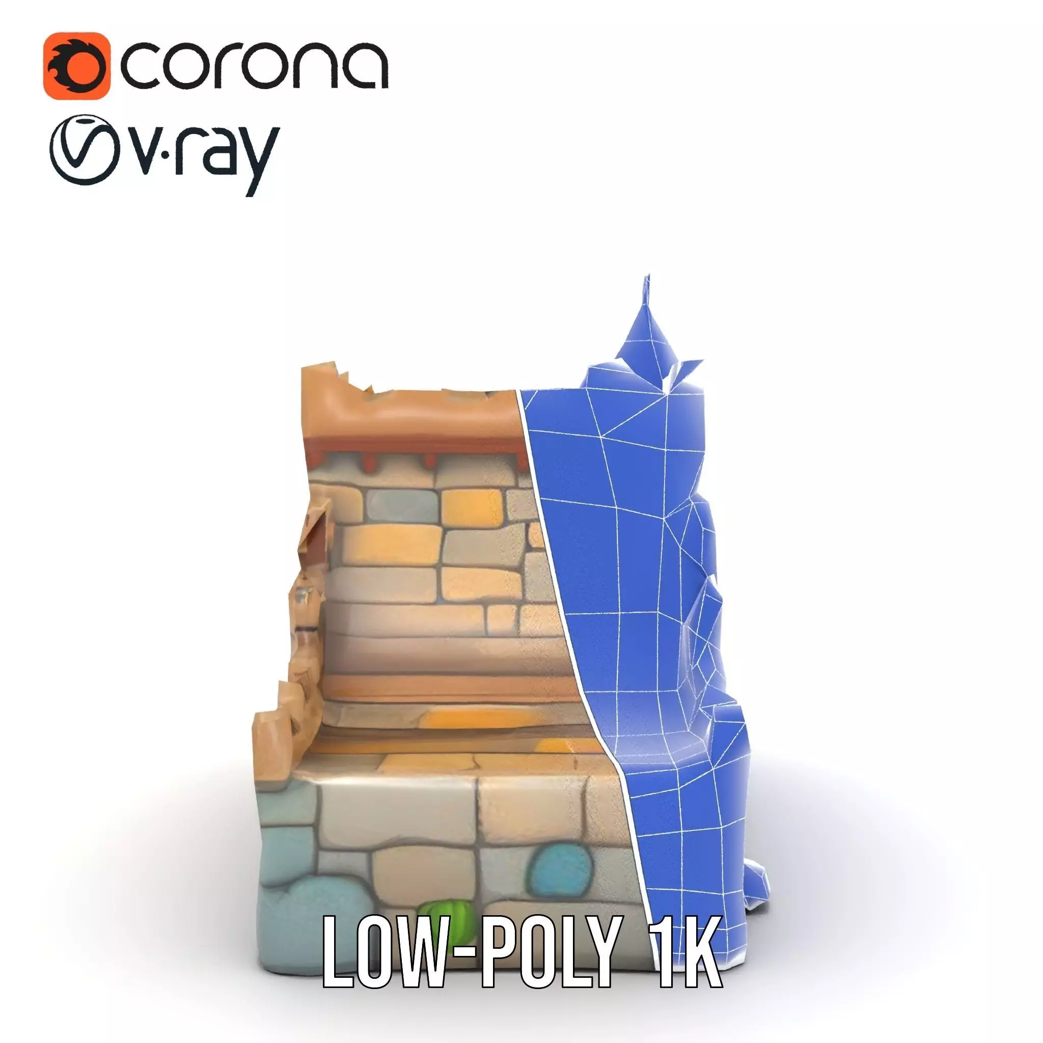 Classic Stone Fortress model pack Low-poly 3D model_32