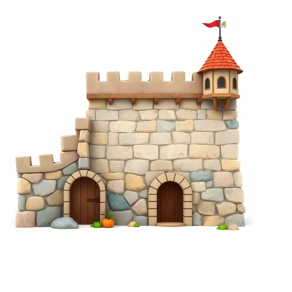 Classic Stone Fortress model pack Low-poly 3D model_3