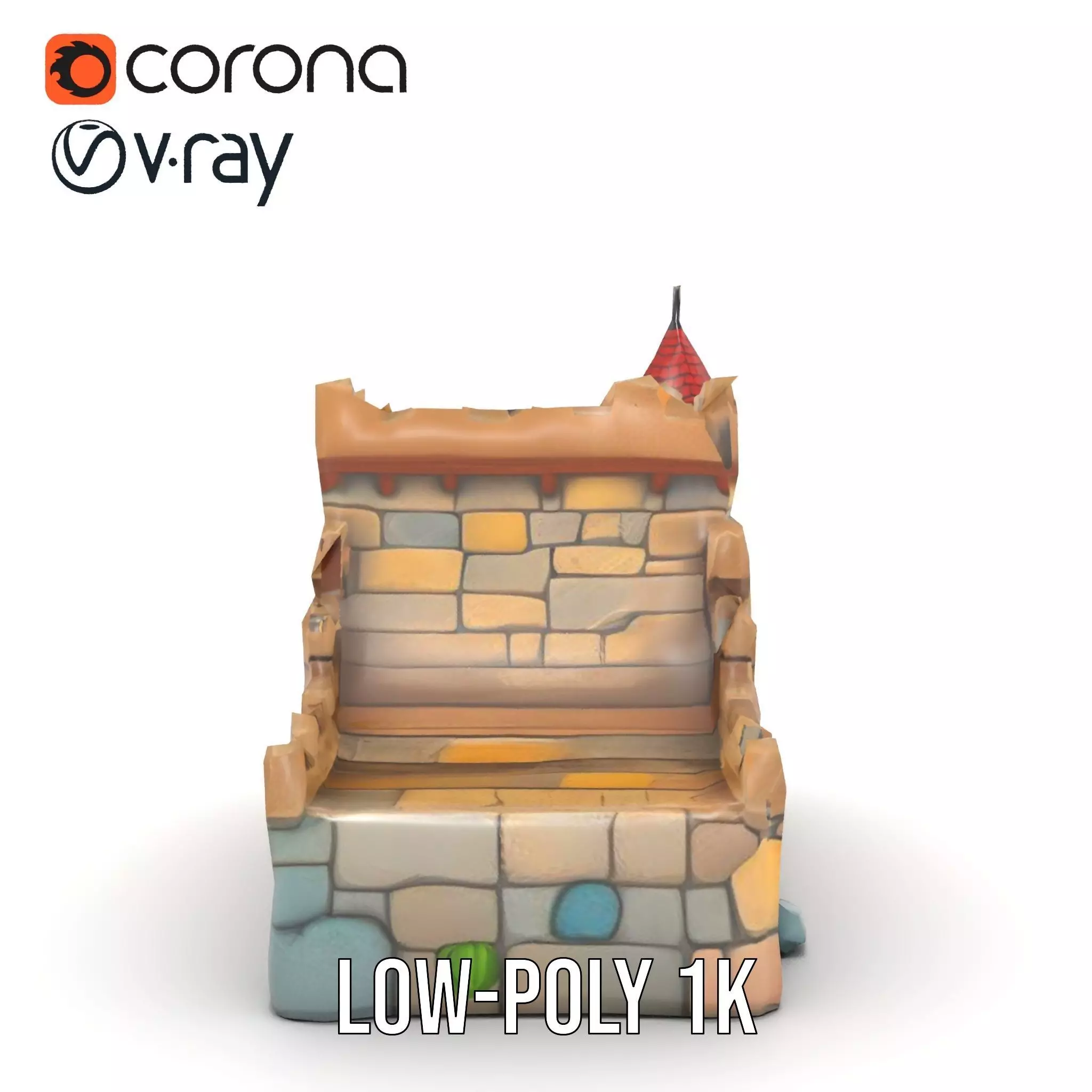 Classic Stone Fortress model pack Low-poly 3D model_23