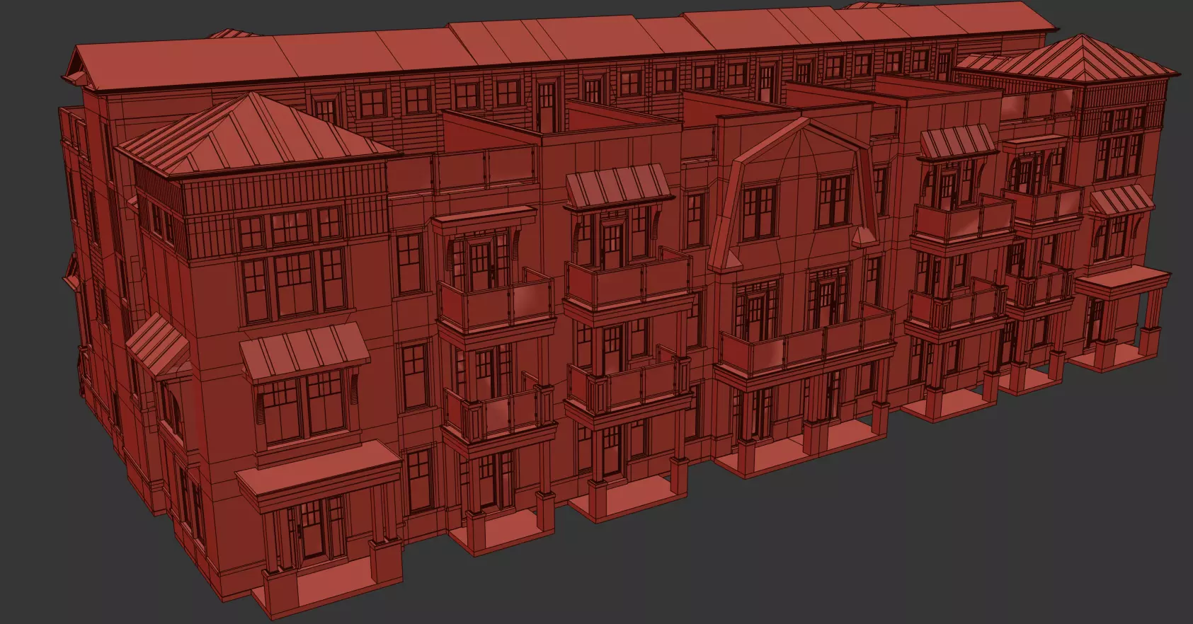 Exterior Townhouse 3D model_2