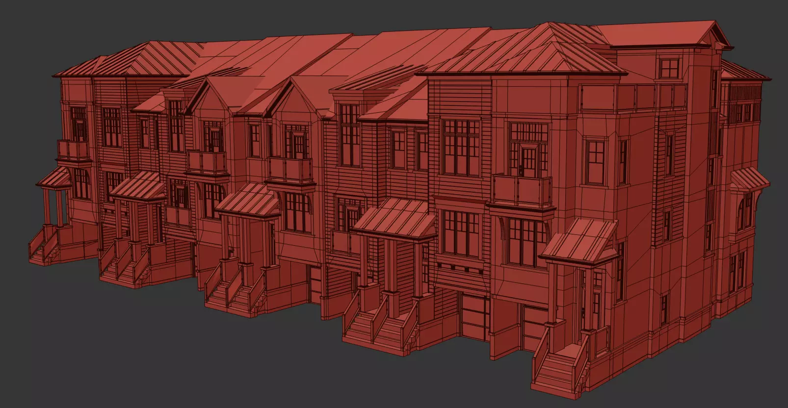 Exterior Townhouse 3D model_1