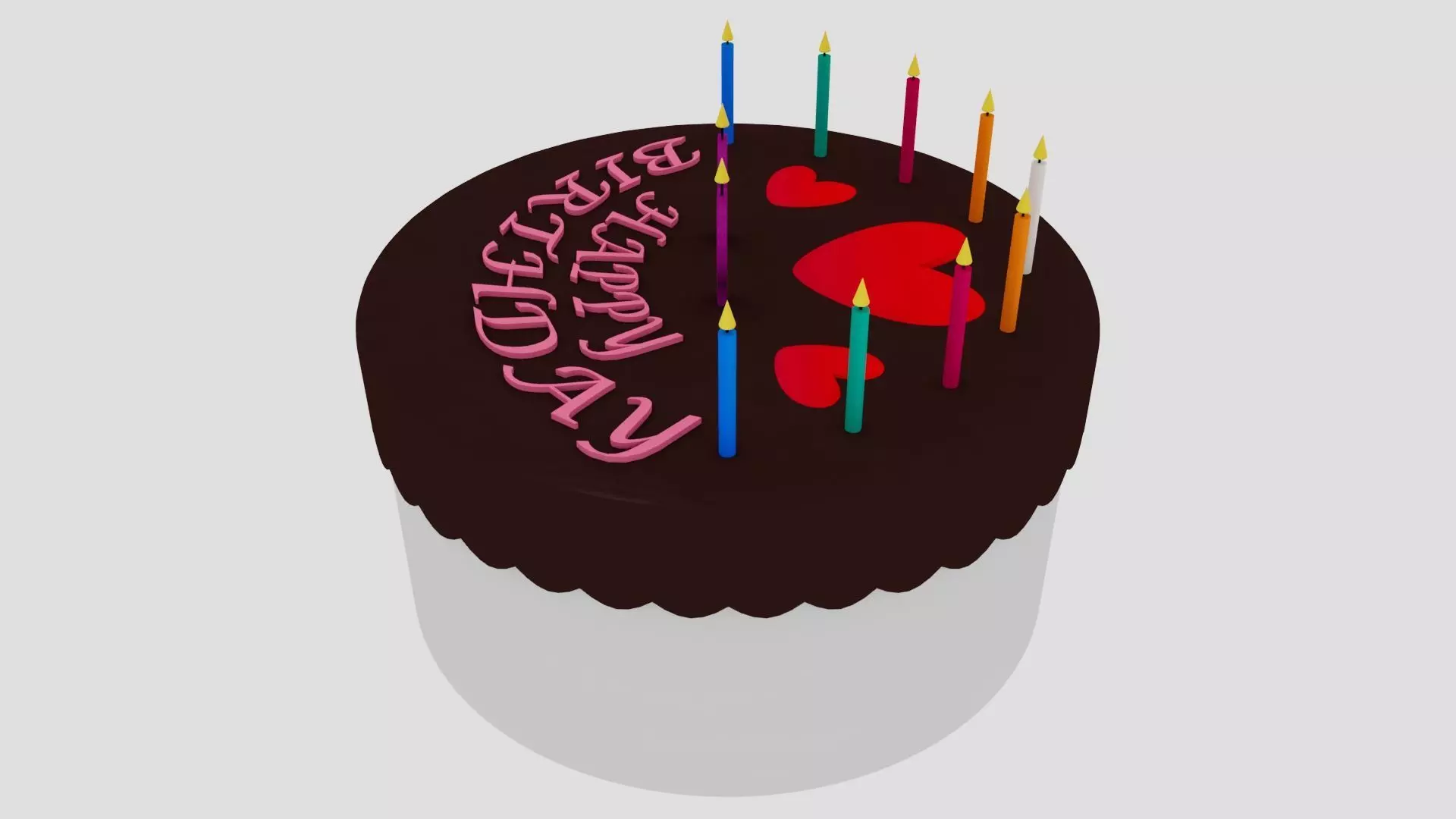 Birthday Cake 3D Model Low-poly 3D model_3