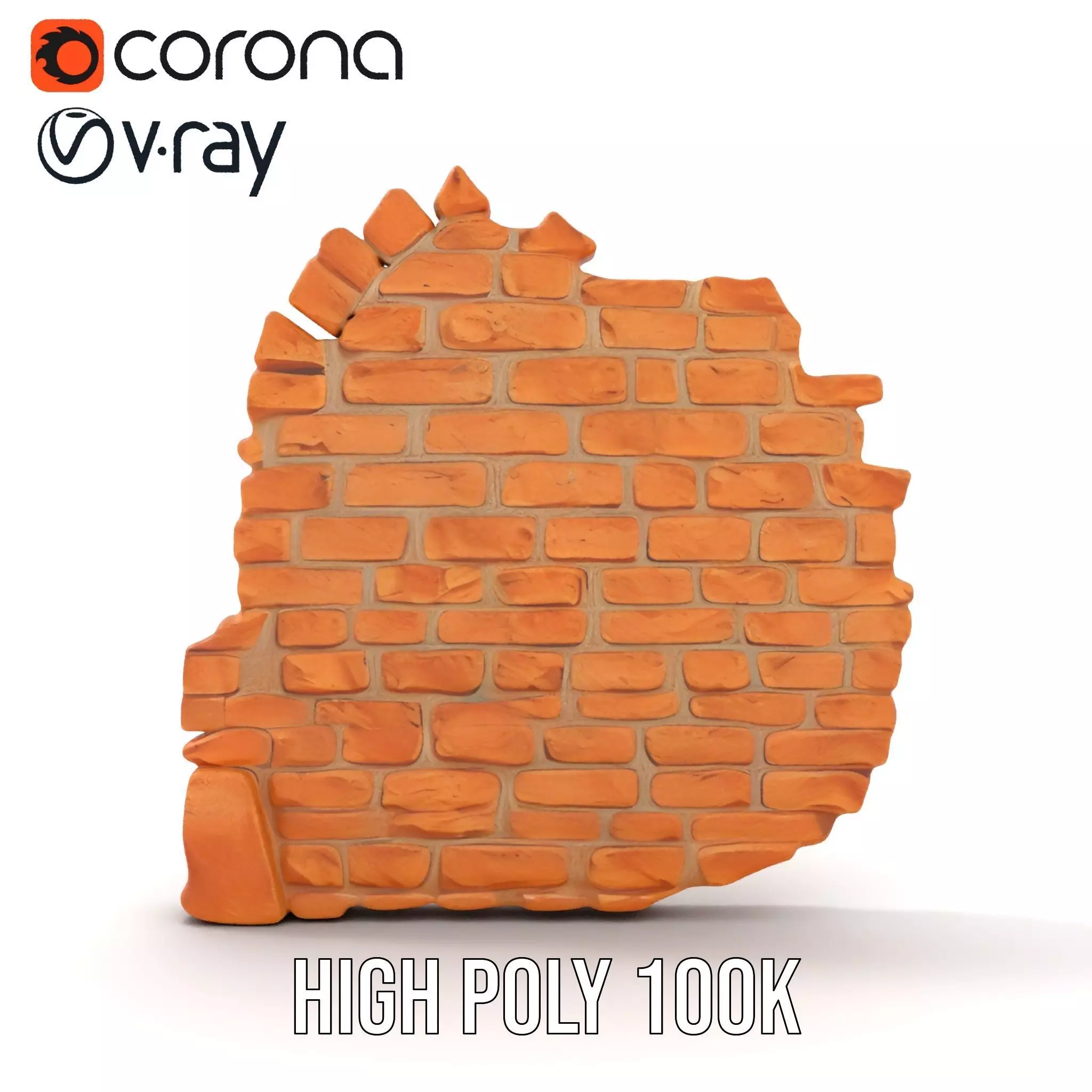Rustic Brick Wall model pack Low-poly 3D model_23