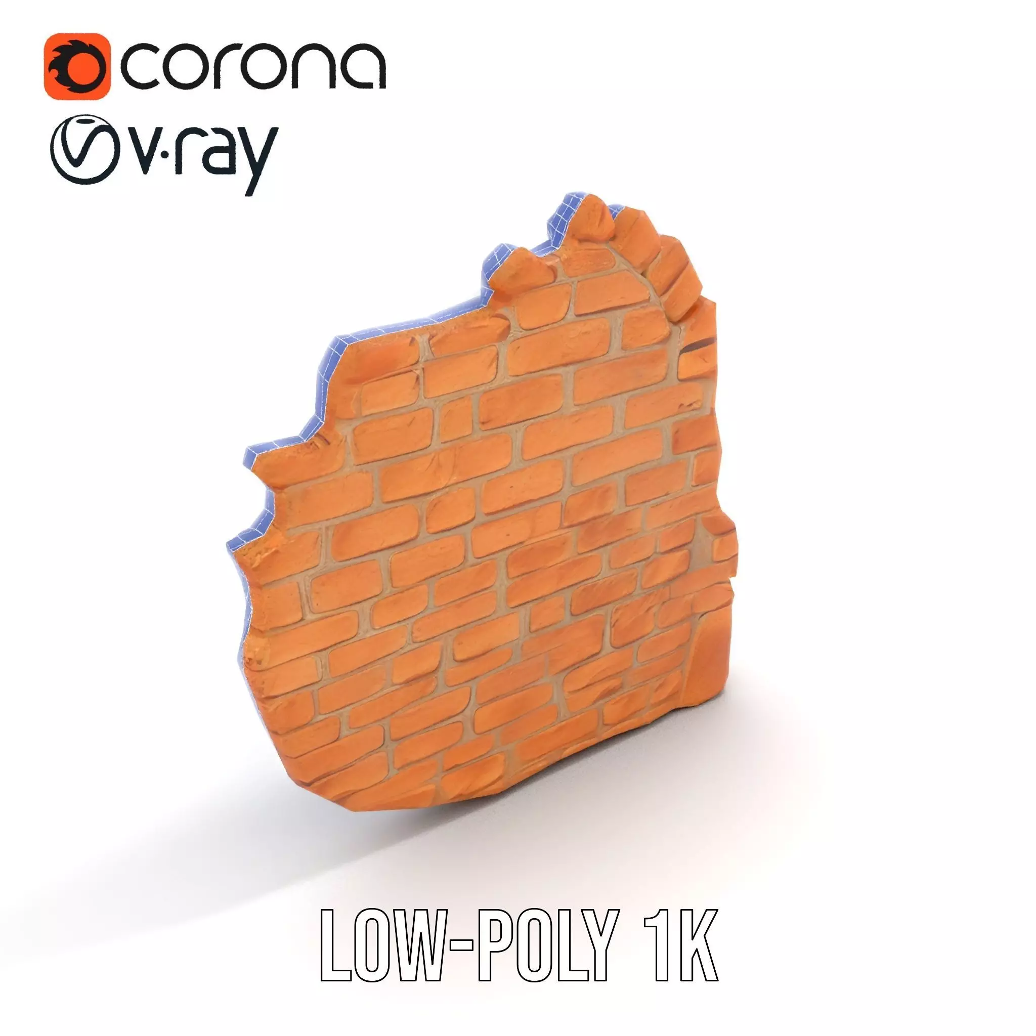 Rustic Brick Wall model pack Low-poly 3D model_28
