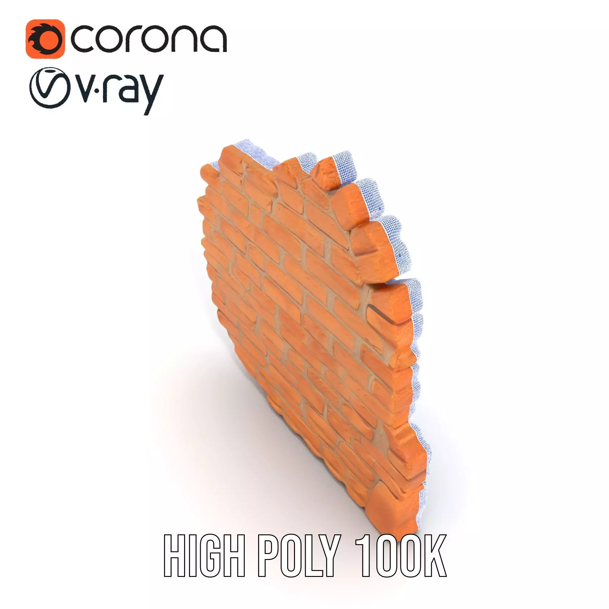 Rustic Brick Wall model pack Low-poly 3D model_32