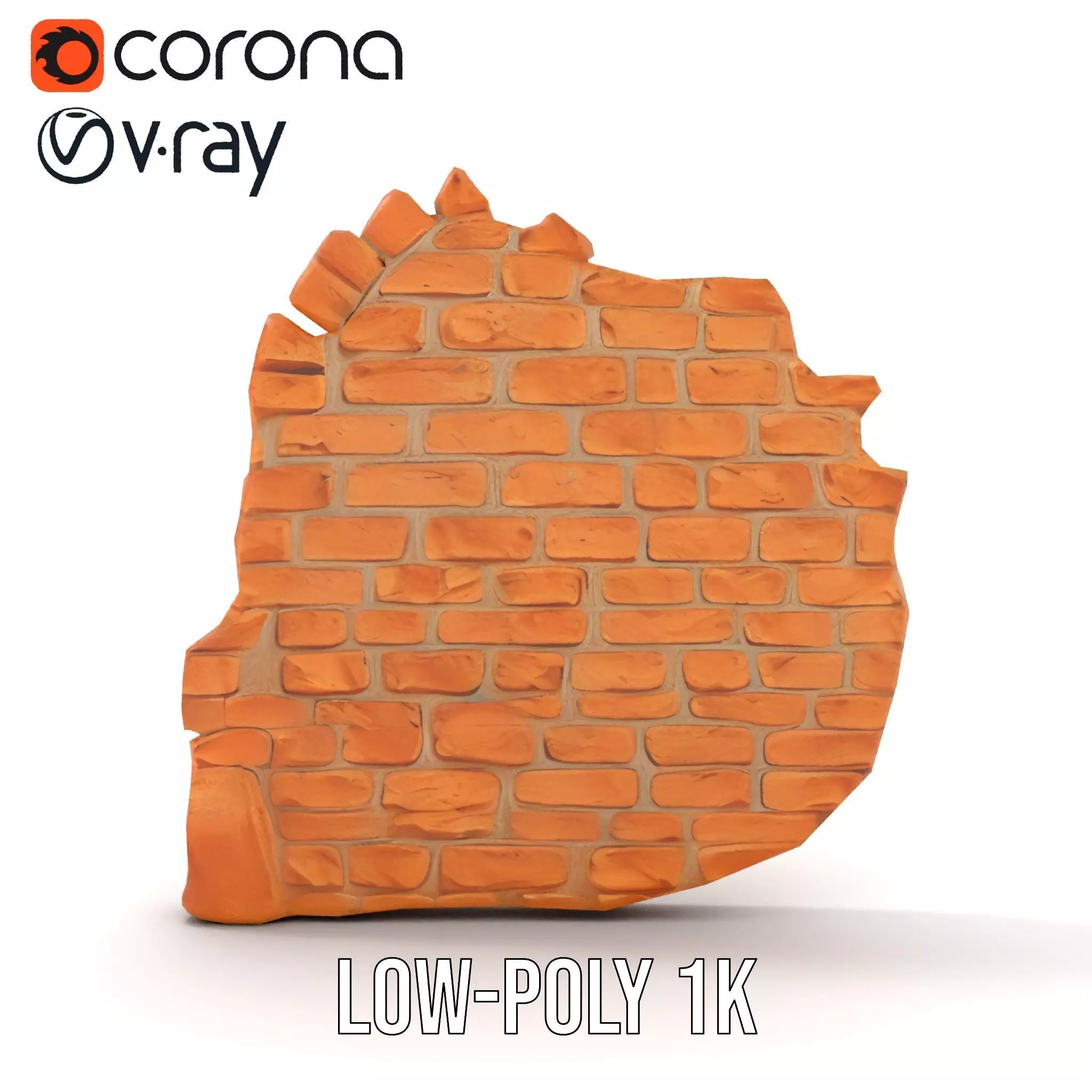 Rustic Brick Wall model pack Low-poly 3D model_12