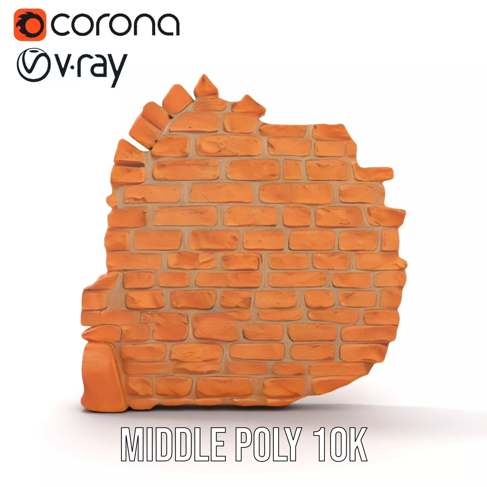Rustic Brick Wall model pack Low-poly 3D model_5