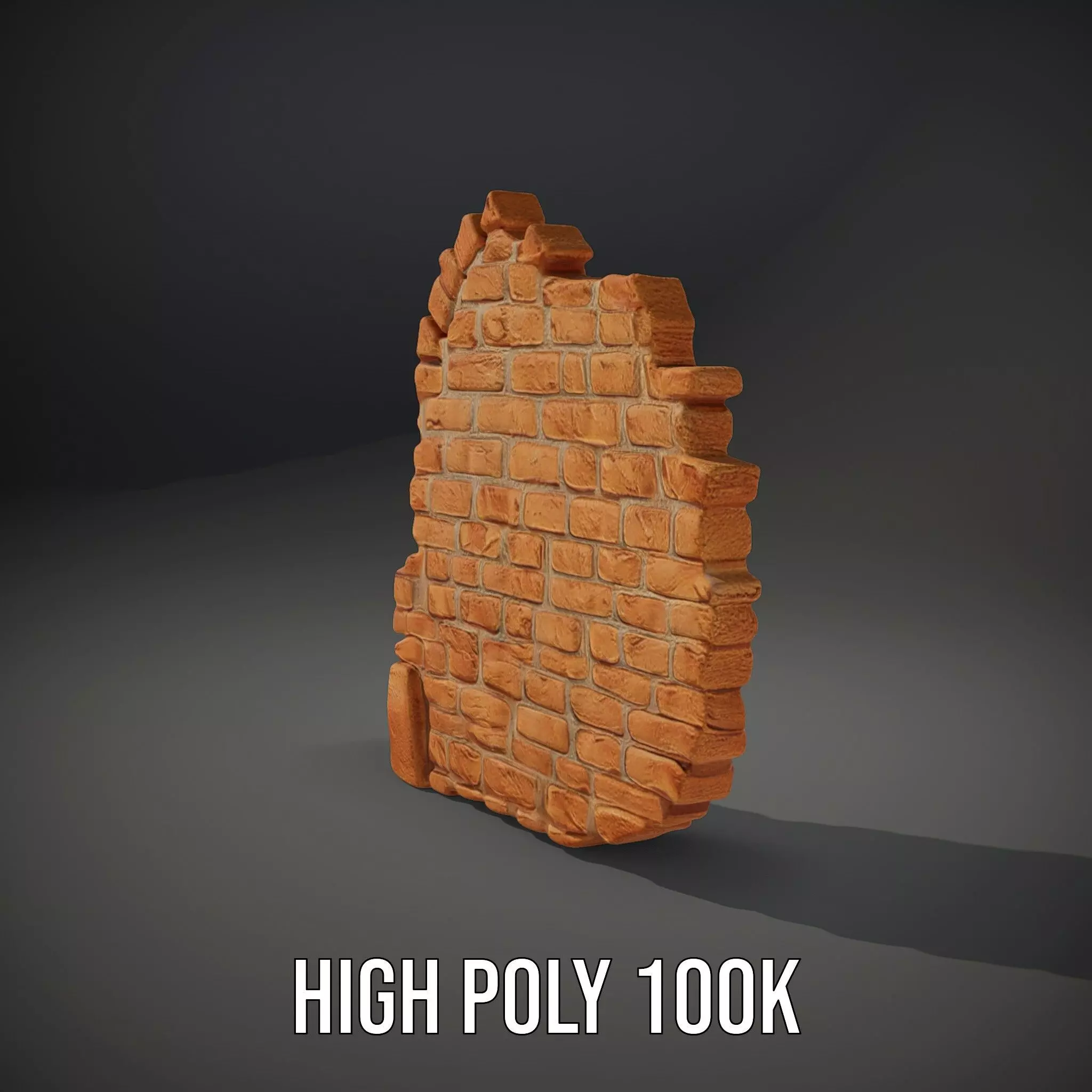 Rustic Brick Wall model pack Low-poly 3D model_8