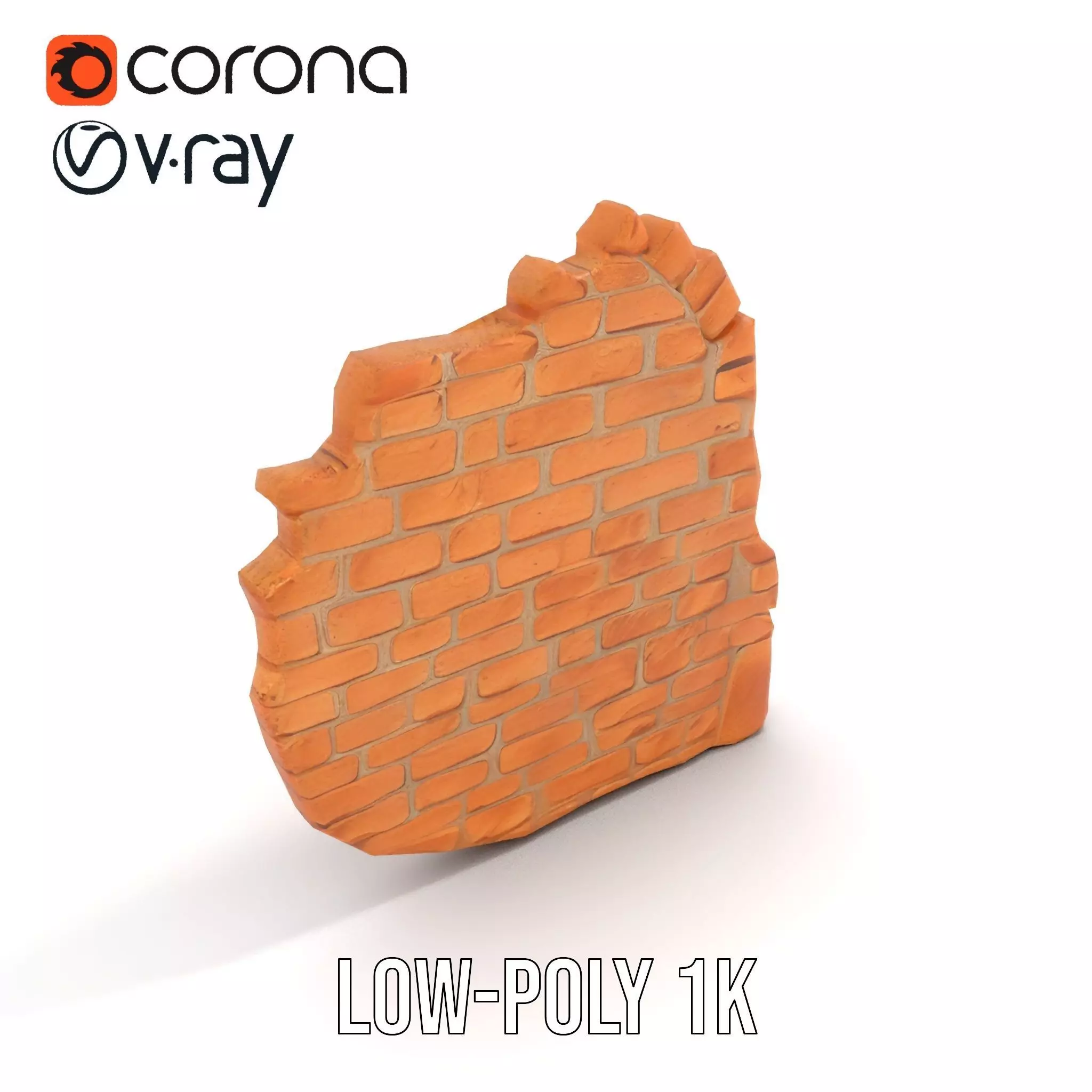 Rustic Brick Wall model pack Low-poly 3D model_22