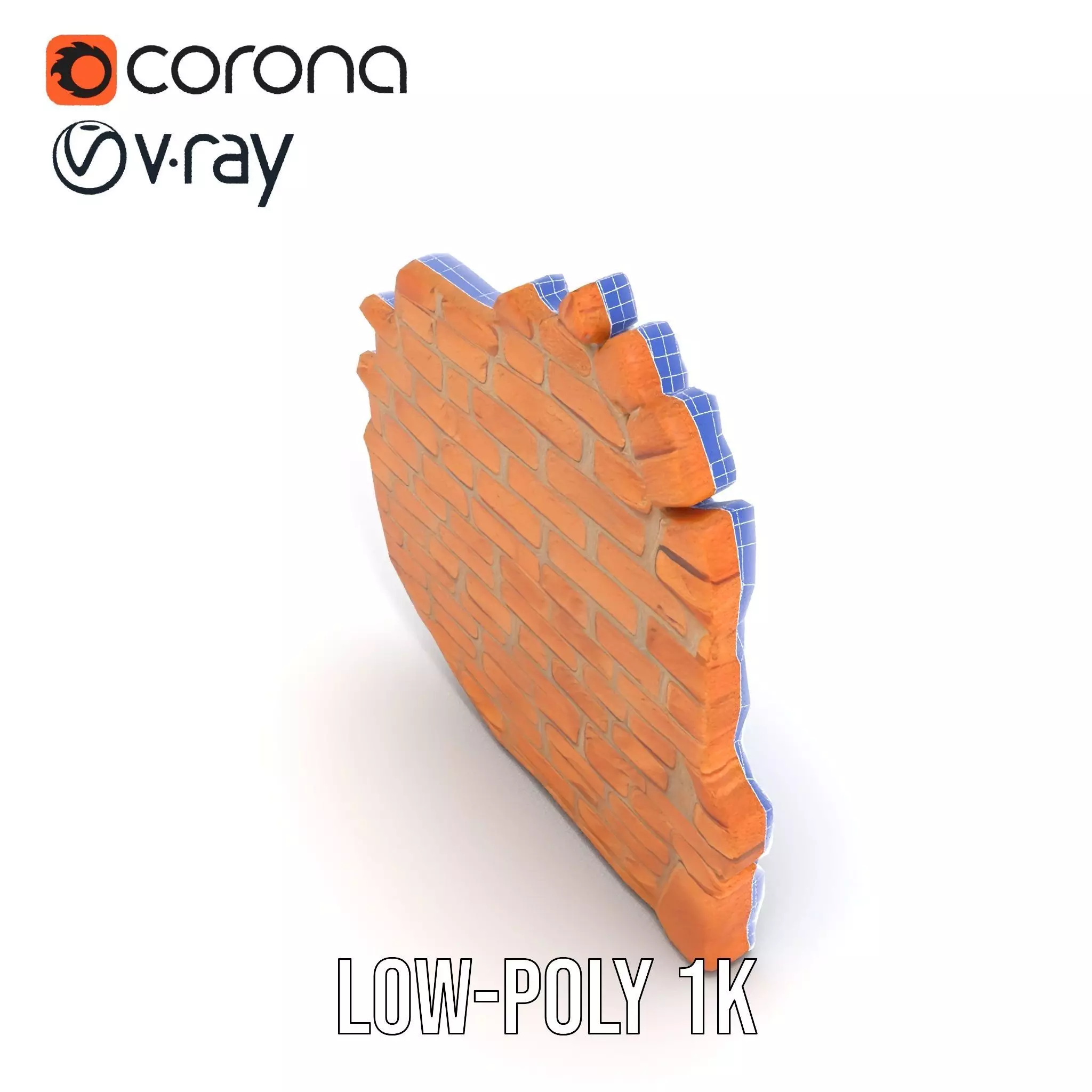 Rustic Brick Wall model pack Low-poly 3D model_9