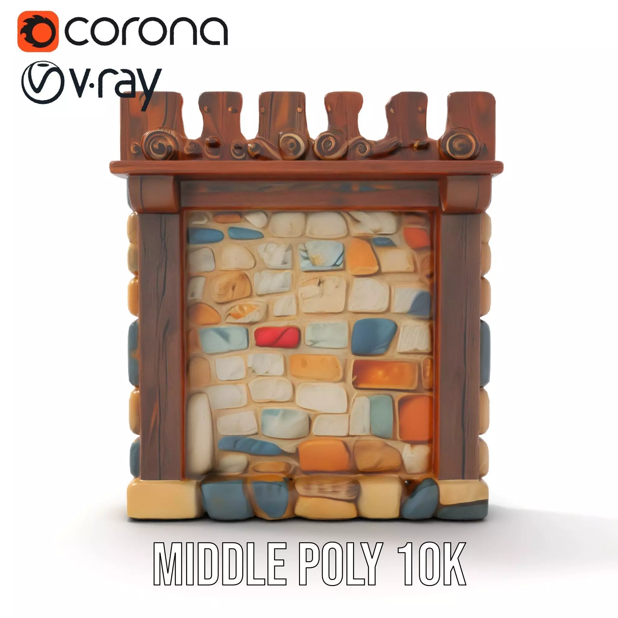 Rustic Stone Wall model pack Low-poly 3D model_13