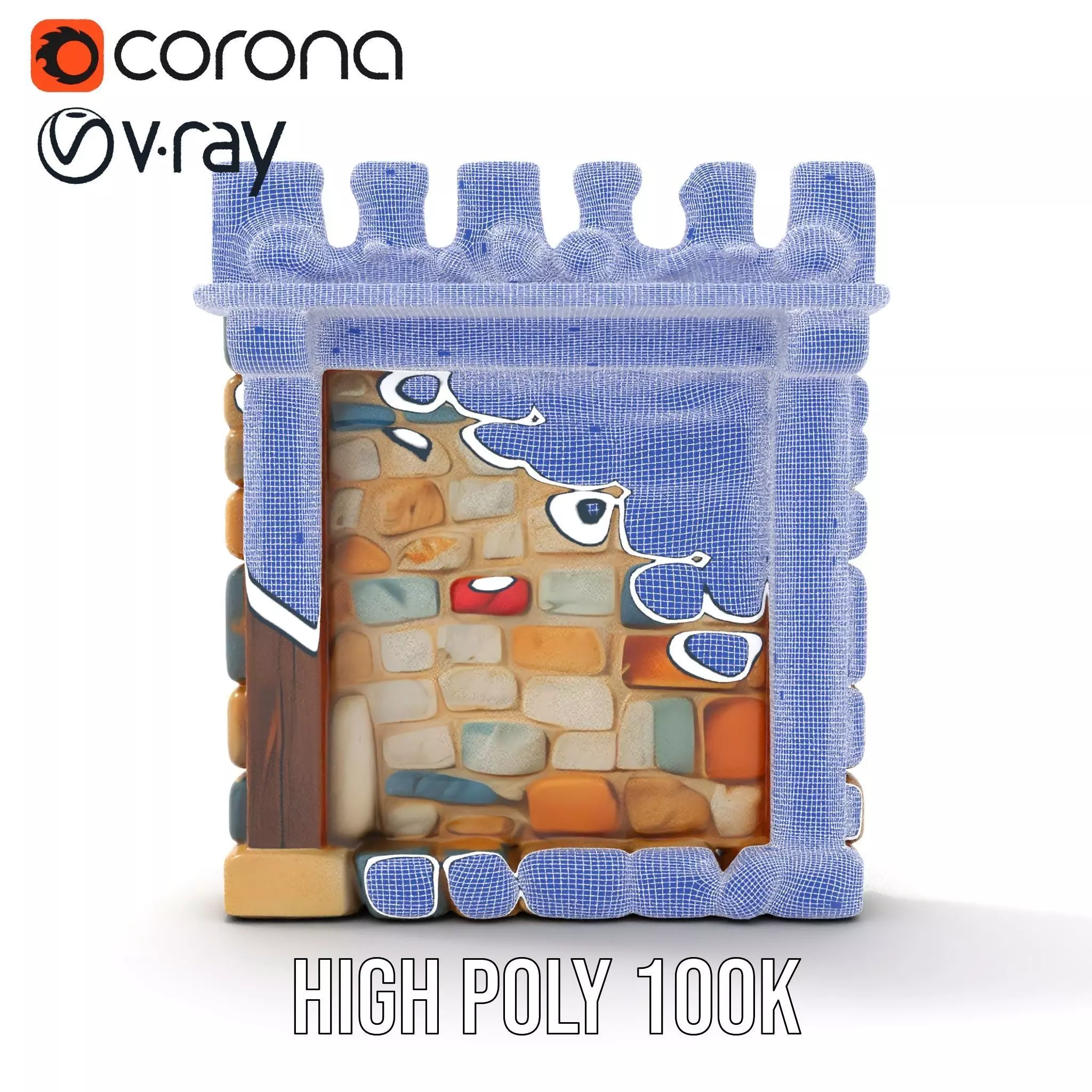 Rustic Stone Wall model pack Low-poly 3D model_34