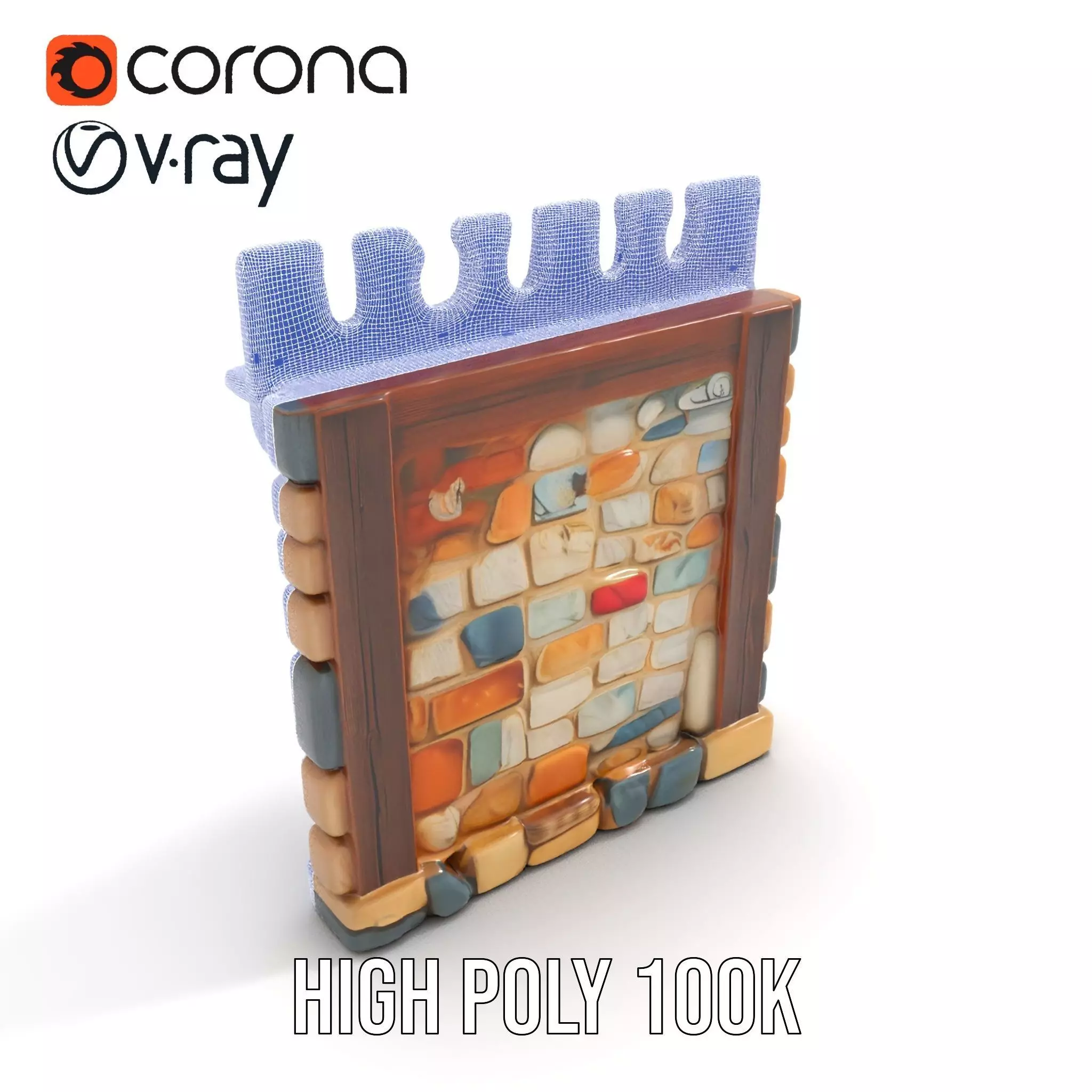 Rustic Stone Wall model pack Low-poly 3D model_15