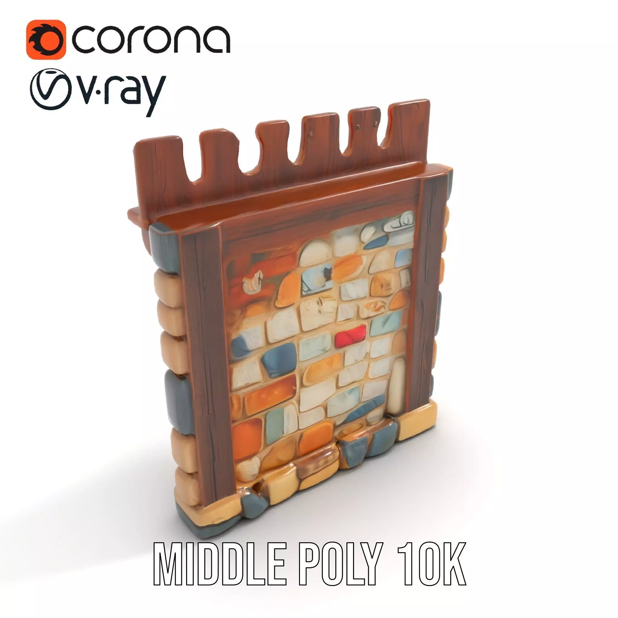 Rustic Stone Wall model pack Low-poly 3D model_5