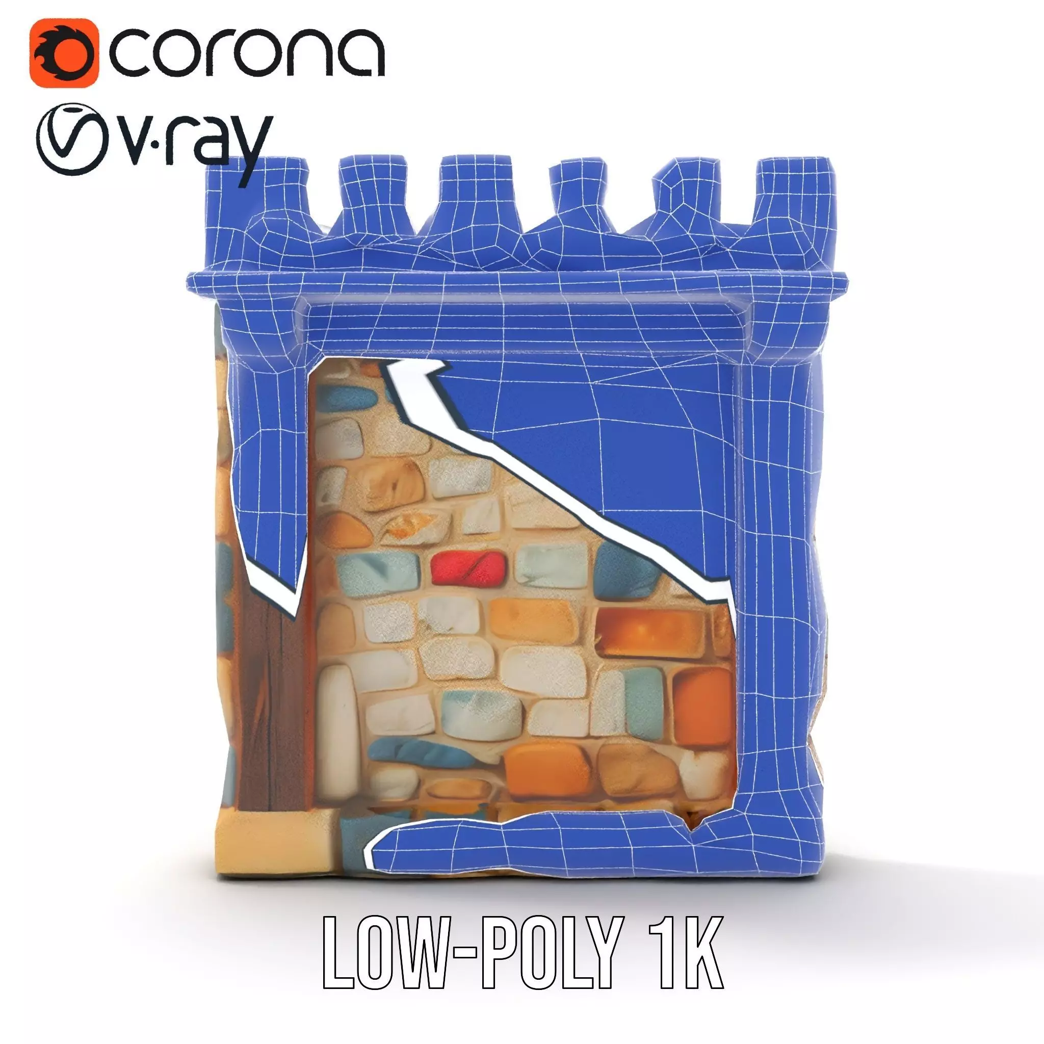 Rustic Stone Wall model pack Low-poly 3D model_12