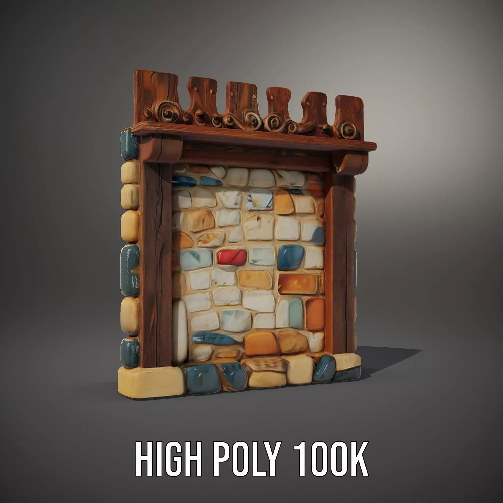 Rustic Stone Wall model pack Low-poly 3D model_10