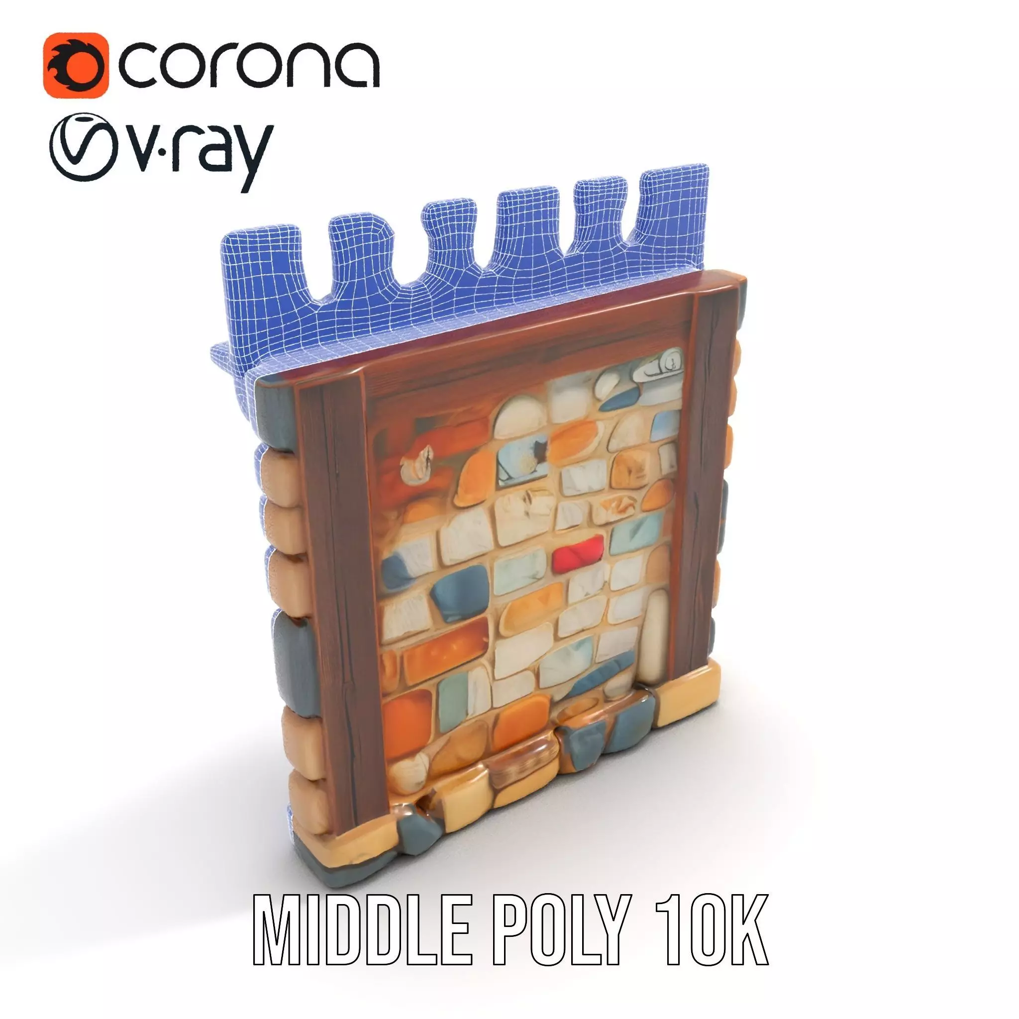 Rustic Stone Wall model pack Low-poly 3D model_26