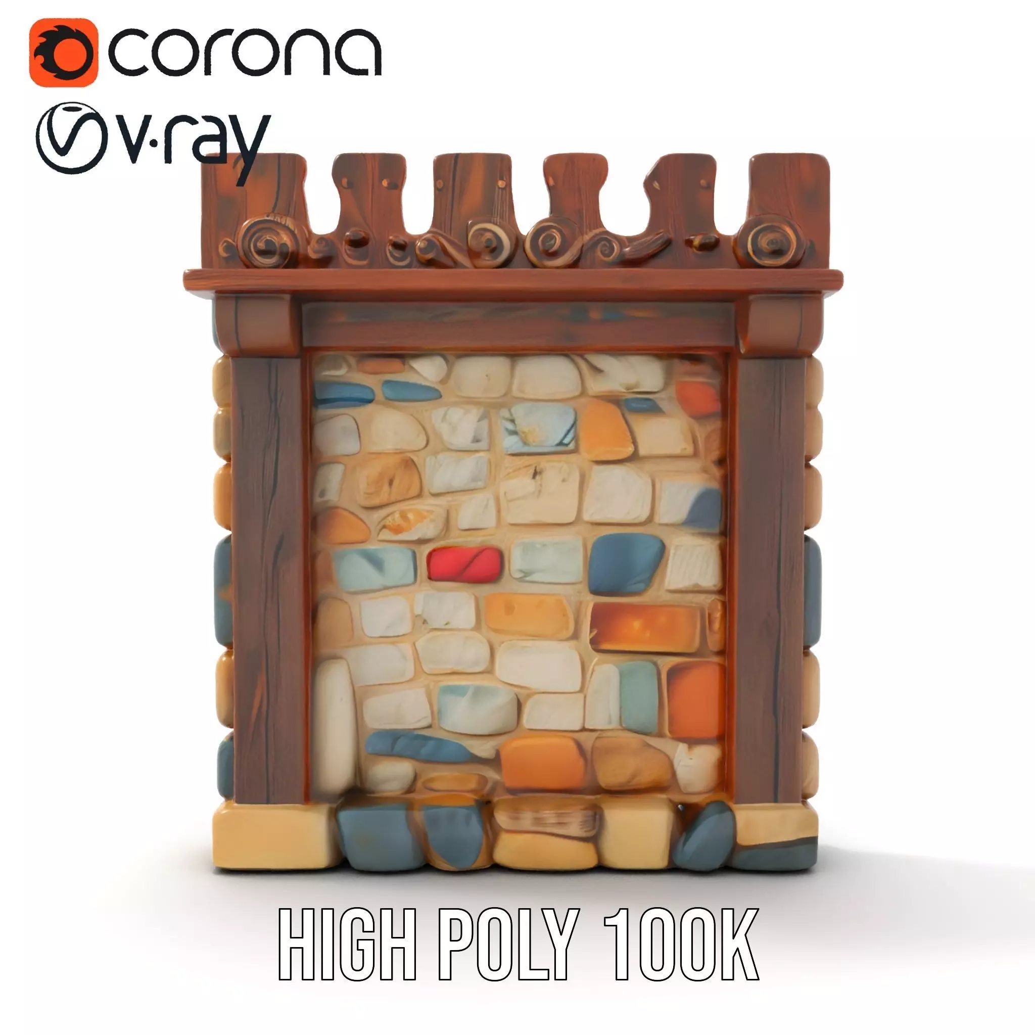 Rustic Stone Wall model pack Low-poly 3D model_31