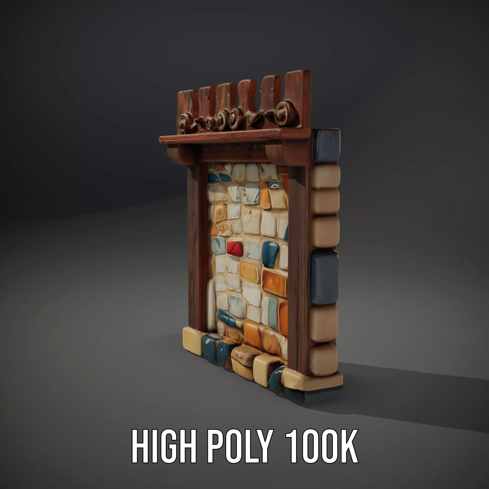 Rustic Stone Wall model pack Low-poly 3D model_8