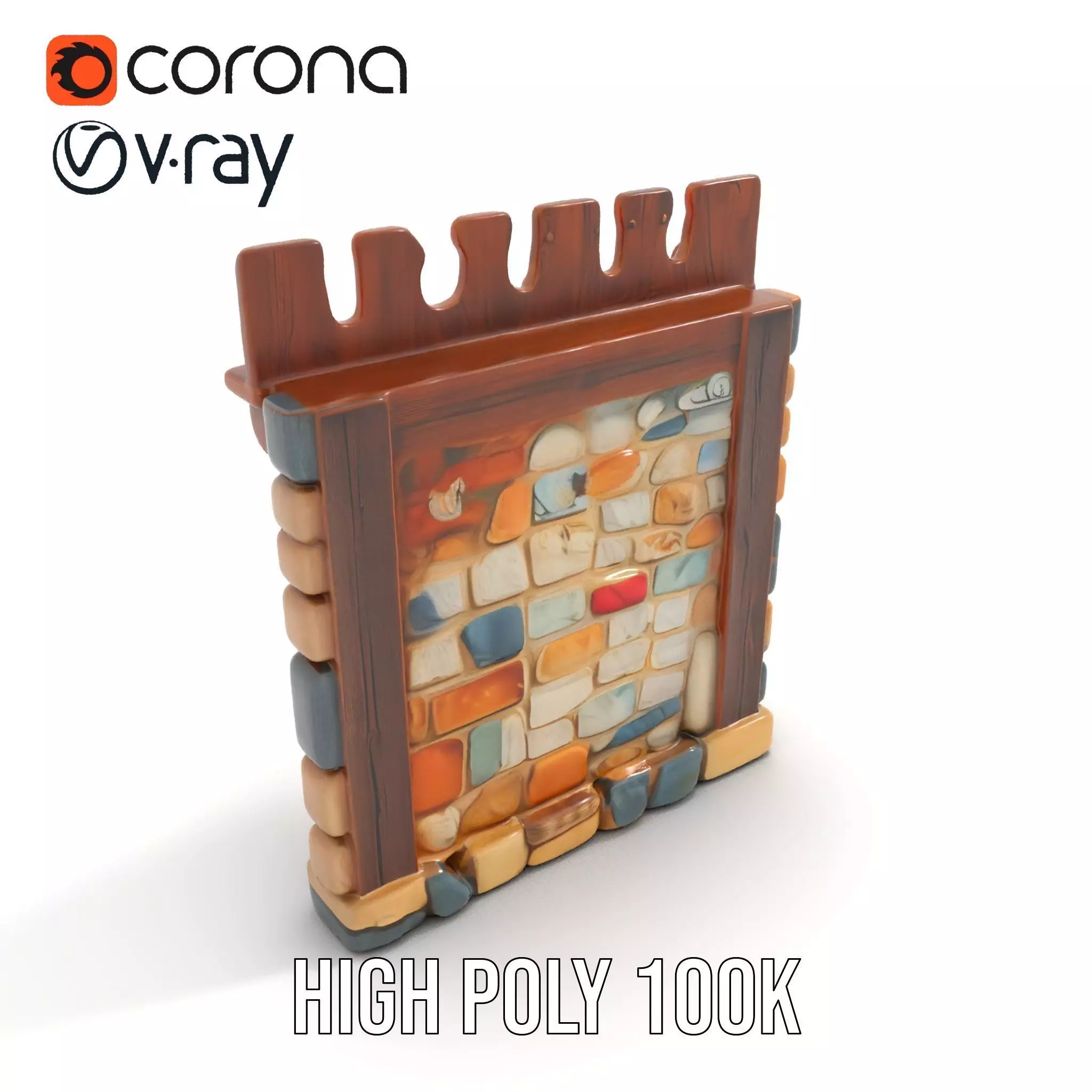 Rustic Stone Wall model pack Low-poly 3D model_21