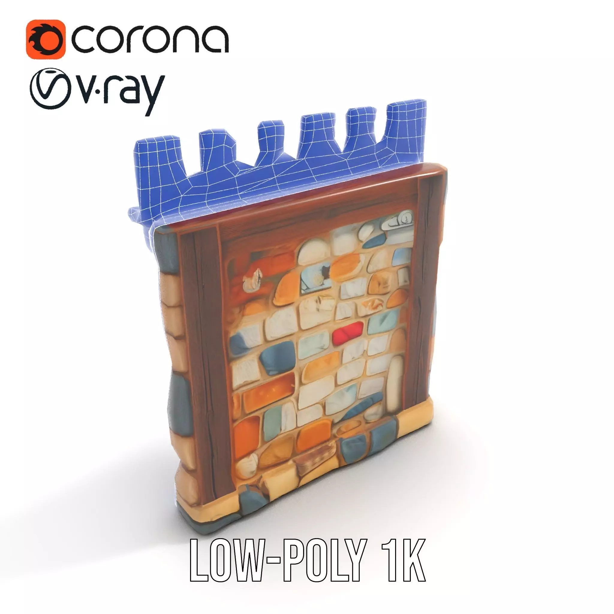 Rustic Stone Wall model pack Low-poly 3D model_7