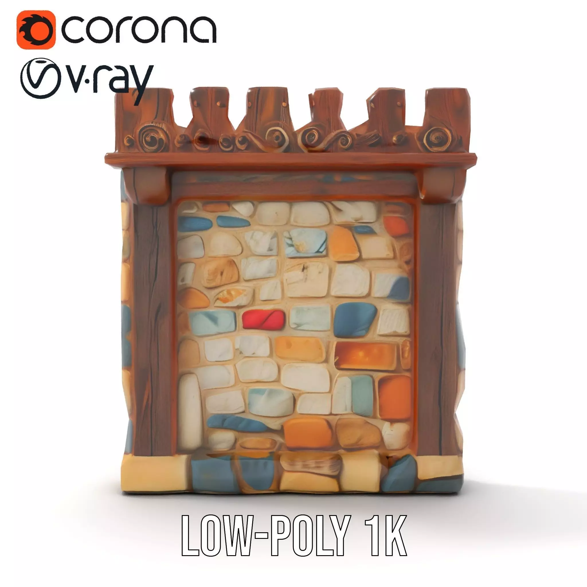 Rustic Stone Wall model pack Low-poly 3D model_23