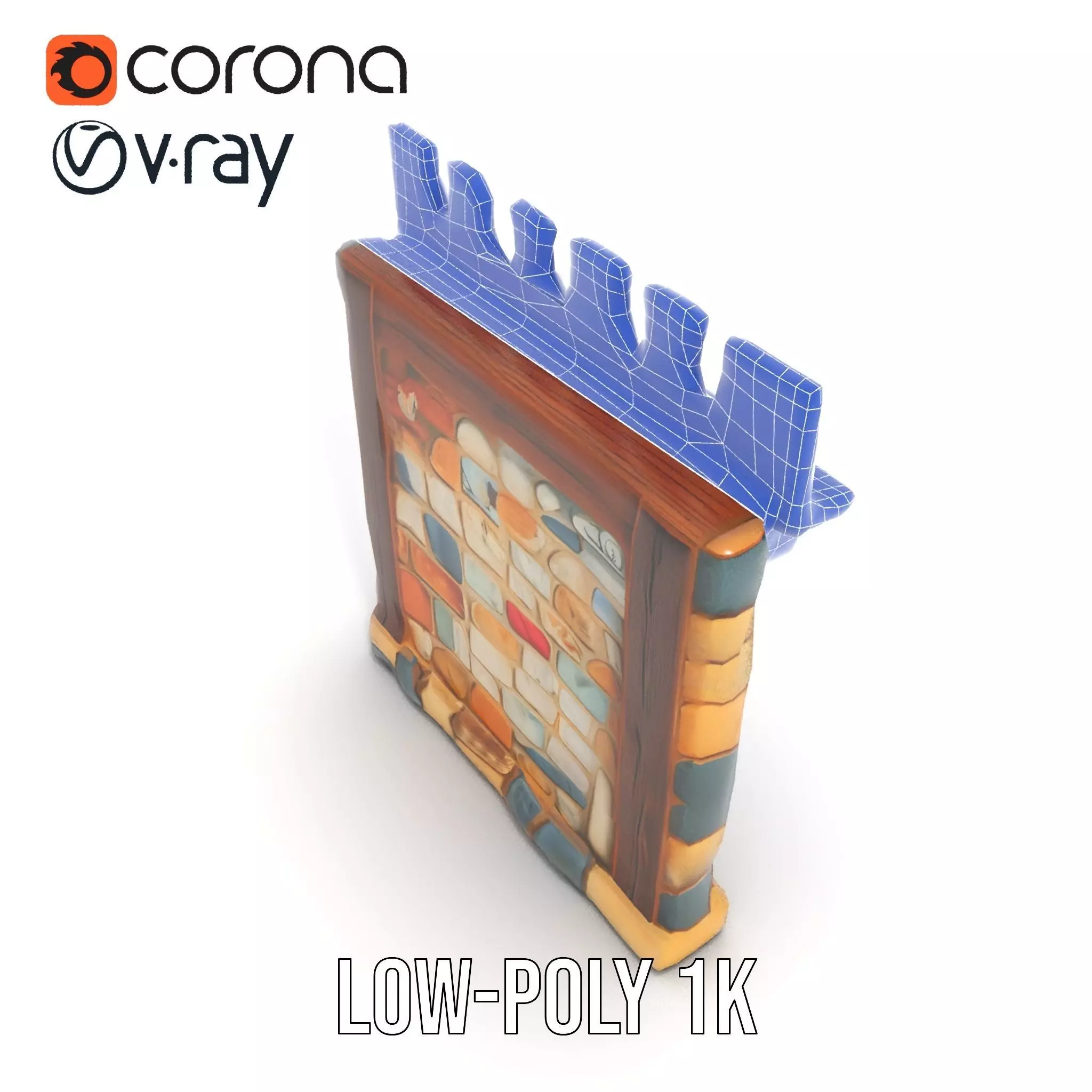 Rustic Stone Wall model pack Low-poly 3D model_17