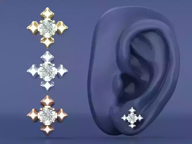Sparkle Diamond Stud Earrings Design Model for Printing