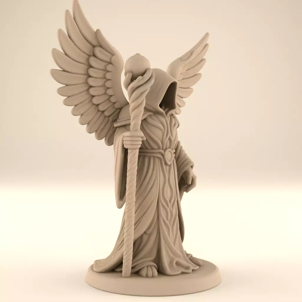 Winged Hooded Archmage STL Fantasy 3D Print File 3D print model_3