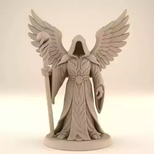 Winged Hooded Archmage STL Fantasy 3D Print File 3D print model
