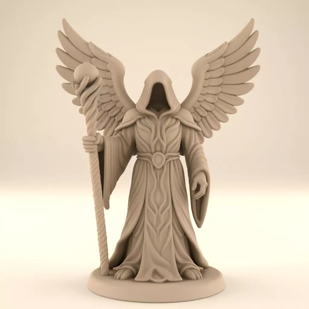 Winged Hooded Archmage STL Fantasy 3D Print File 3D print model_0