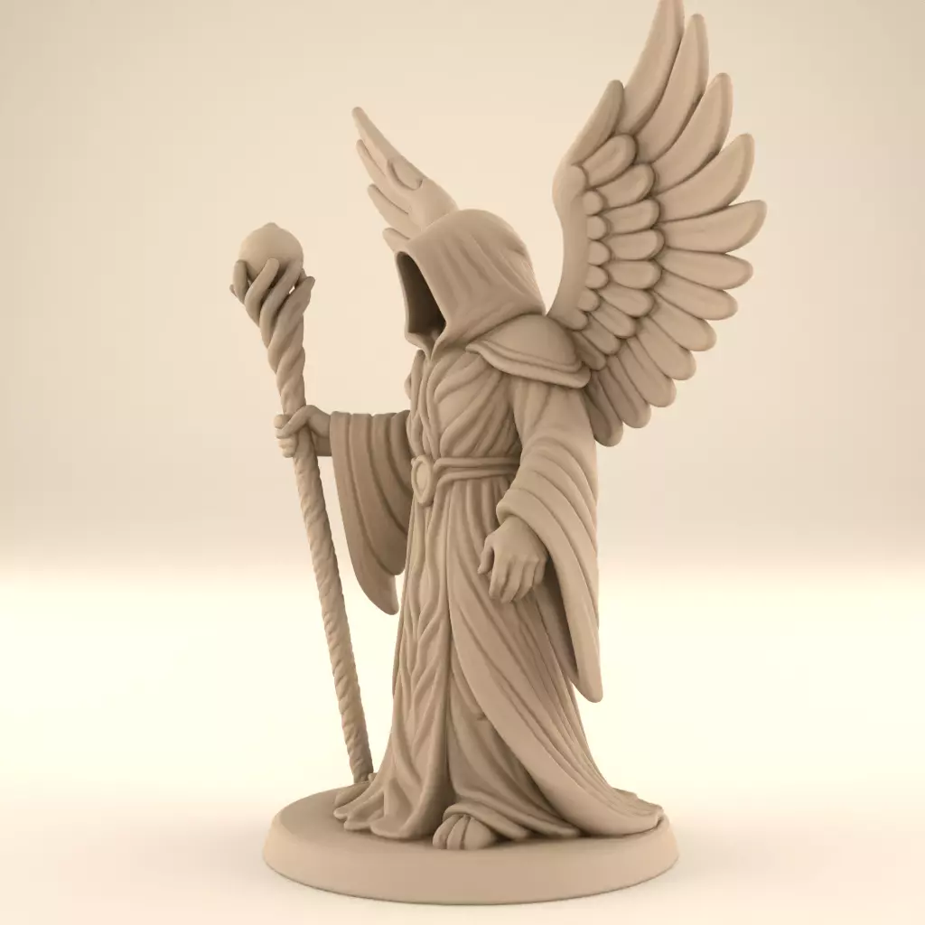 Winged Hooded Archmage STL Fantasy 3D Print File 3D print model_1