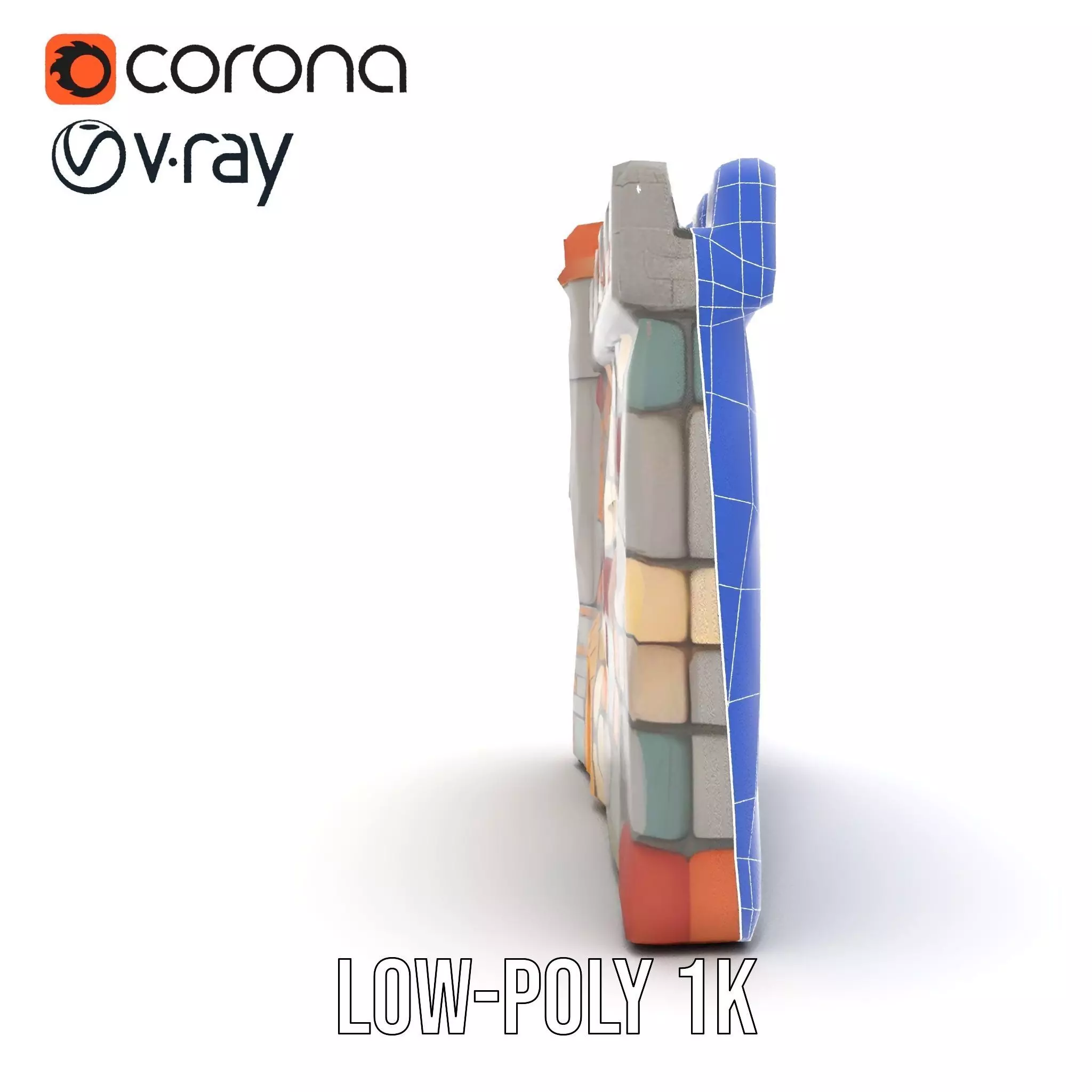 Colorful Castle Wall model pack Low-poly 3D model_27