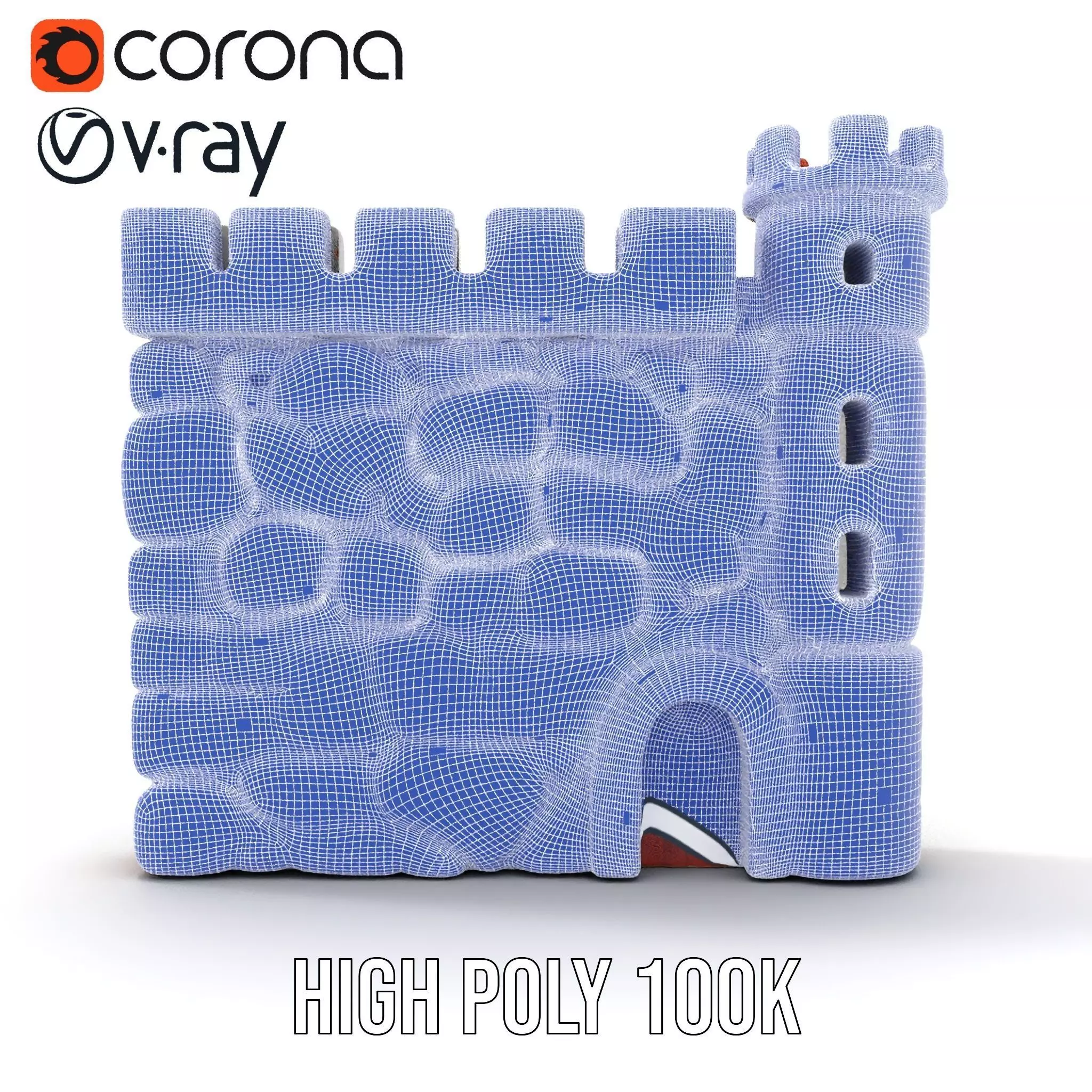 Colorful Castle Wall model pack Low-poly 3D model_34