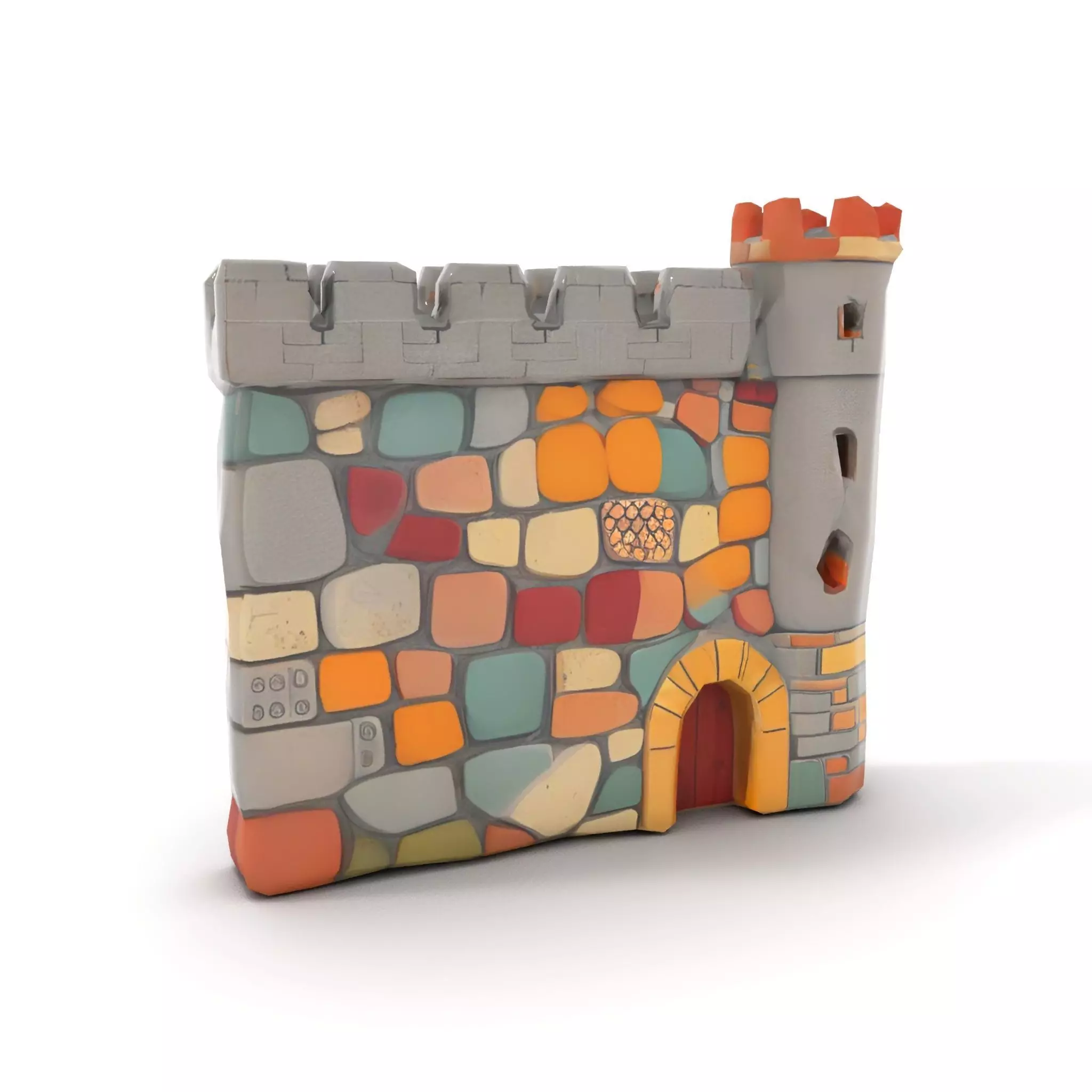 Colorful Castle Wall model pack Low-poly 3D model_7