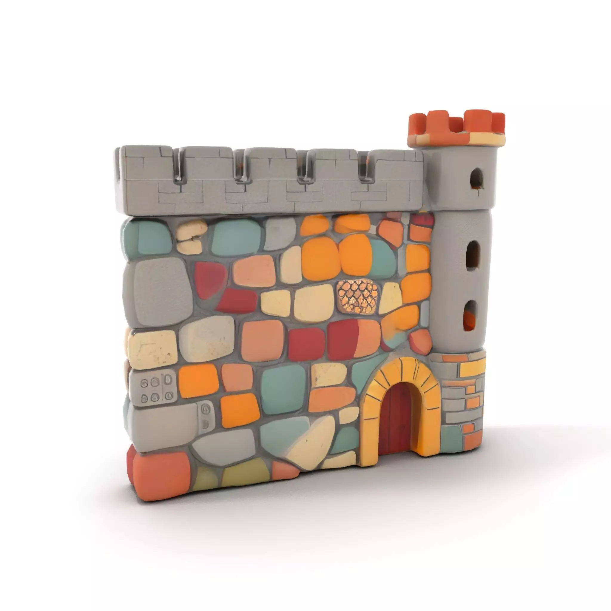 Colorful Castle Wall model pack Low-poly 3D model_5