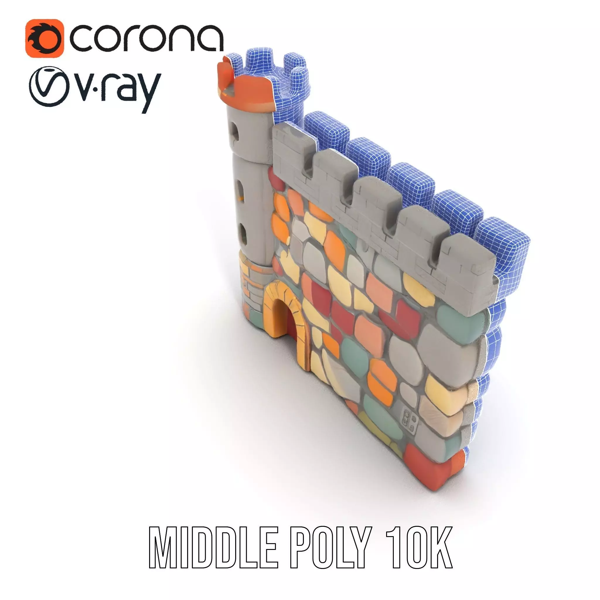 Colorful Castle Wall model pack Low-poly 3D model_20