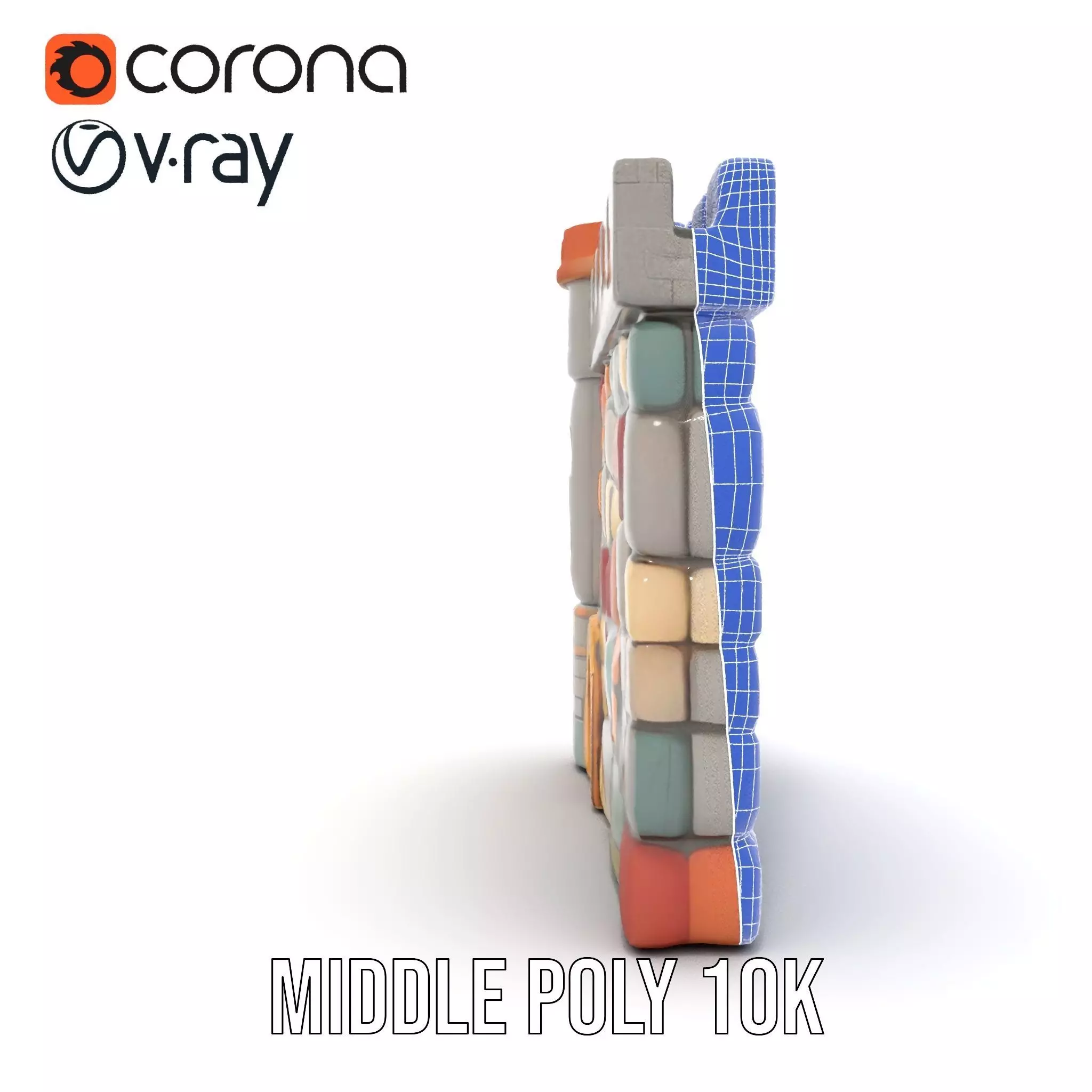 Colorful Castle Wall model pack Low-poly 3D model_29