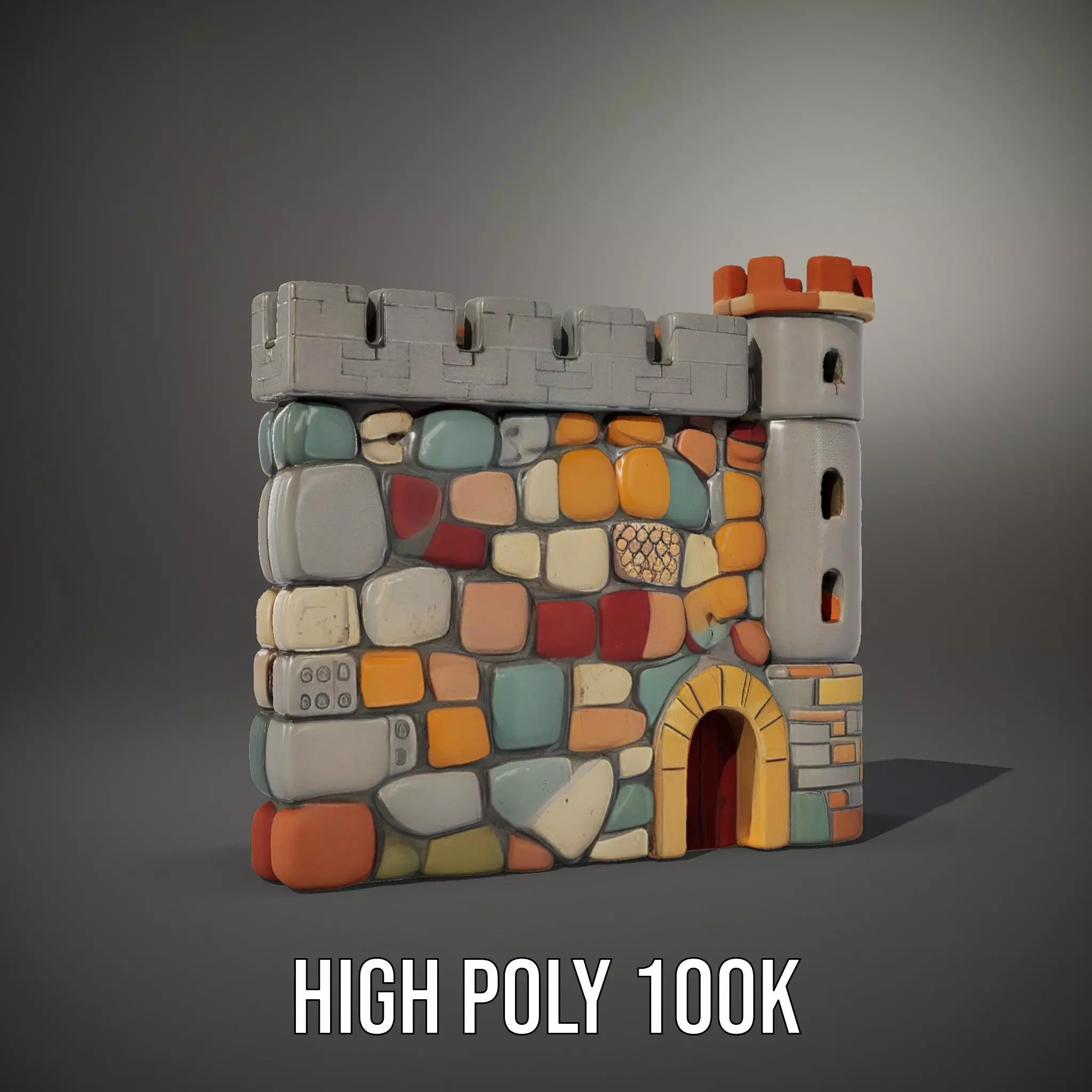 Colorful Castle Wall model pack Low-poly 3D model_10