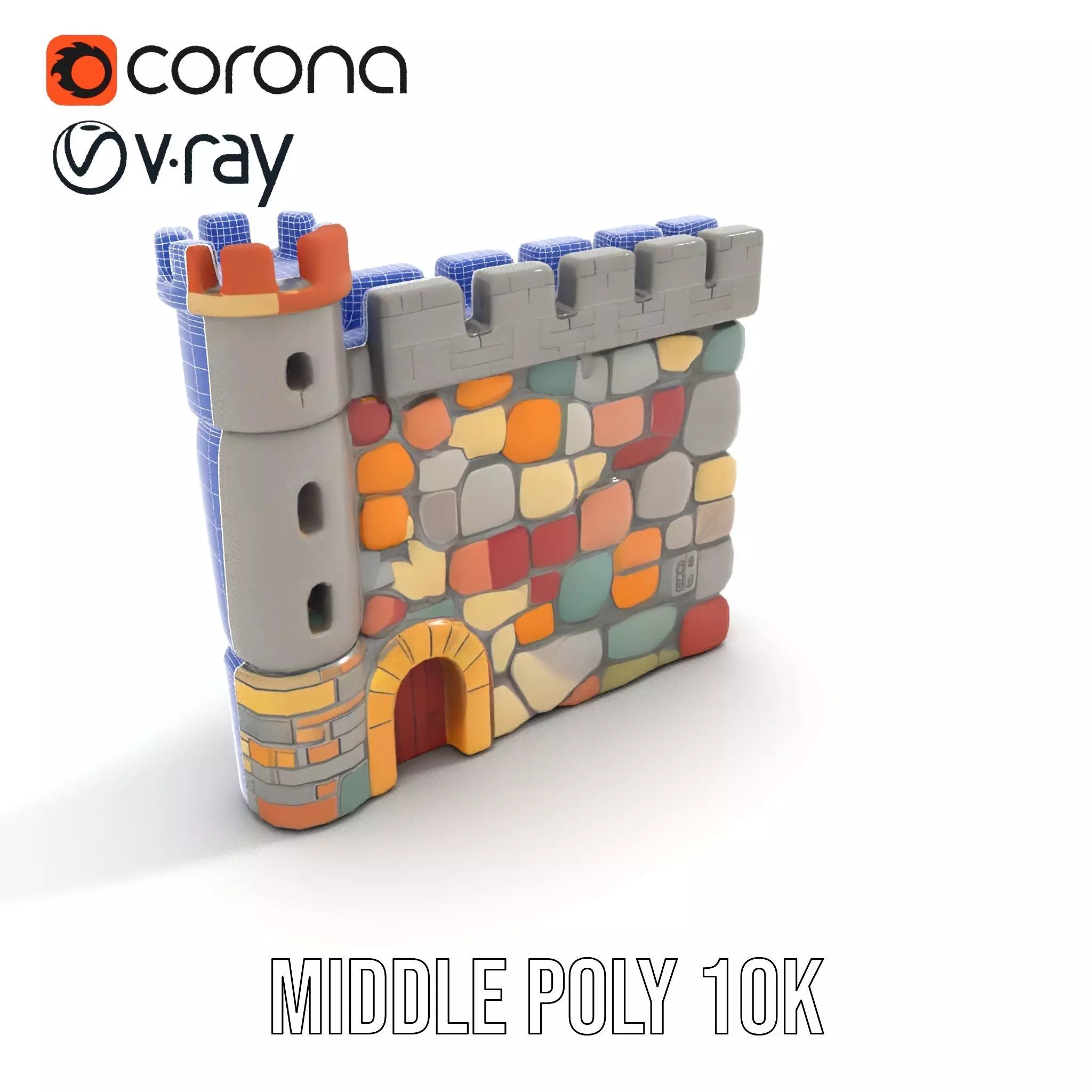 Colorful Castle Wall model pack Low-poly 3D model_15