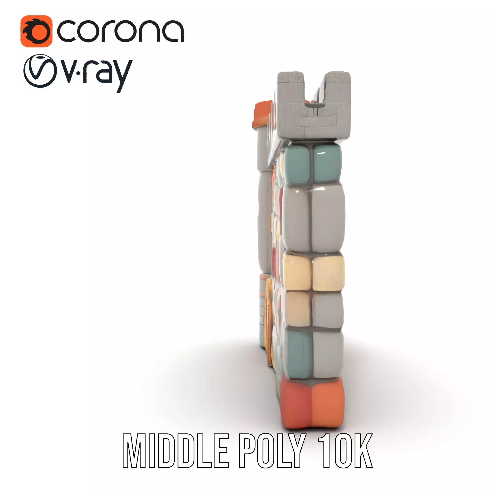 Colorful Castle Wall model pack Low-poly 3D model_6