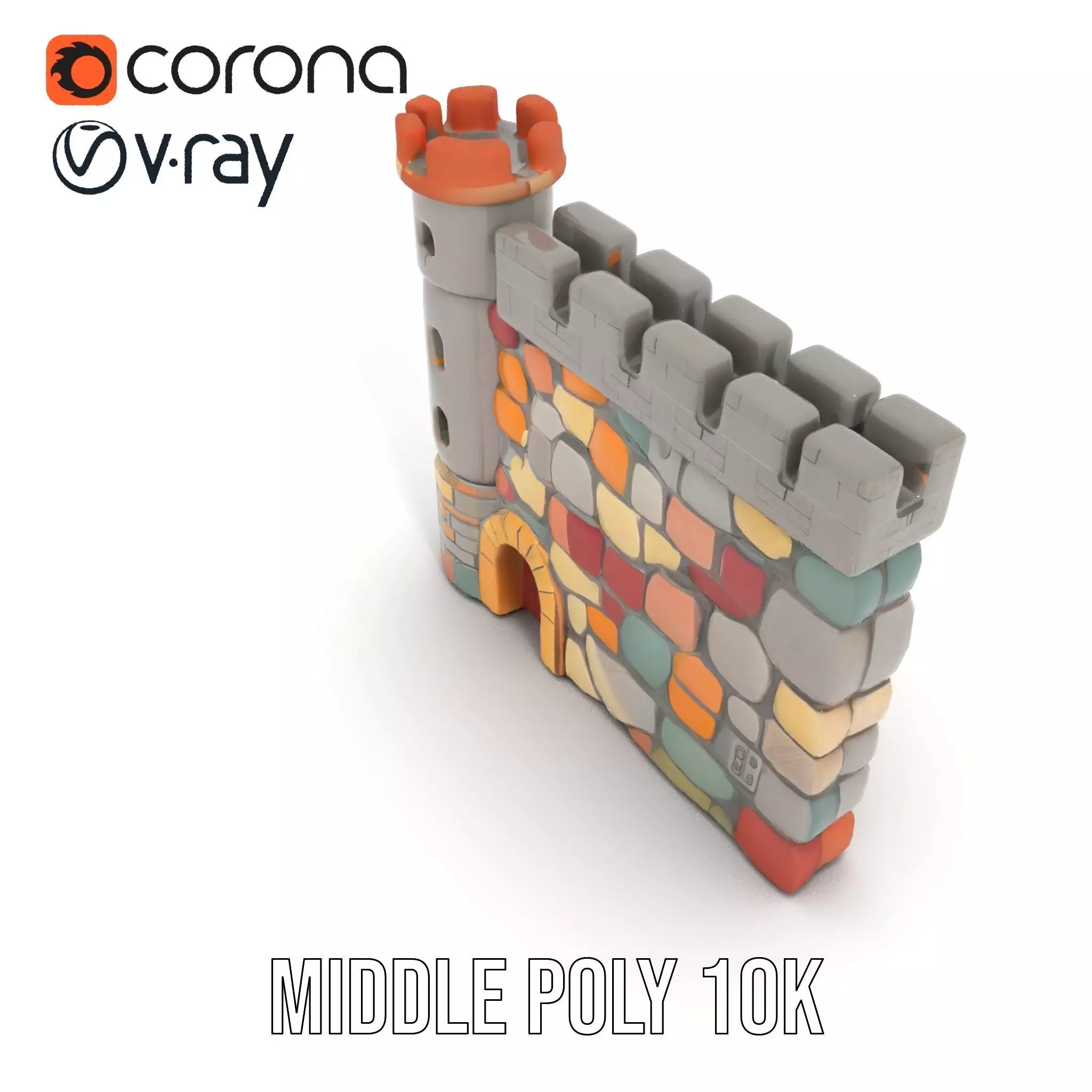 Colorful Castle Wall model pack Low-poly 3D model_18