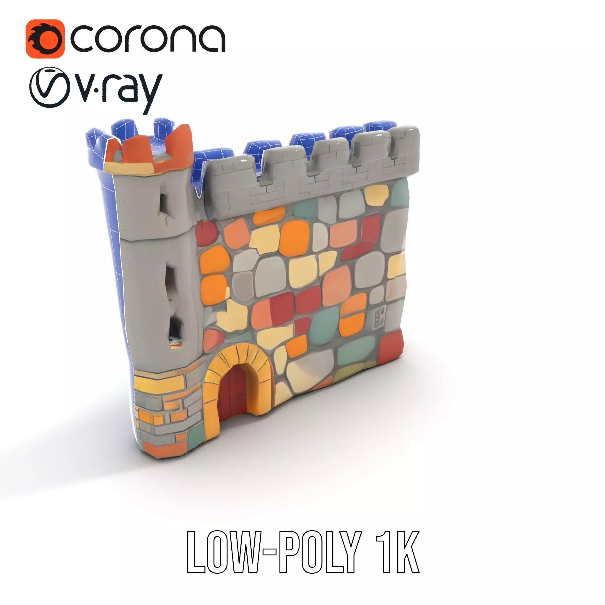 Colorful Castle Wall model pack Low-poly 3D model_21
