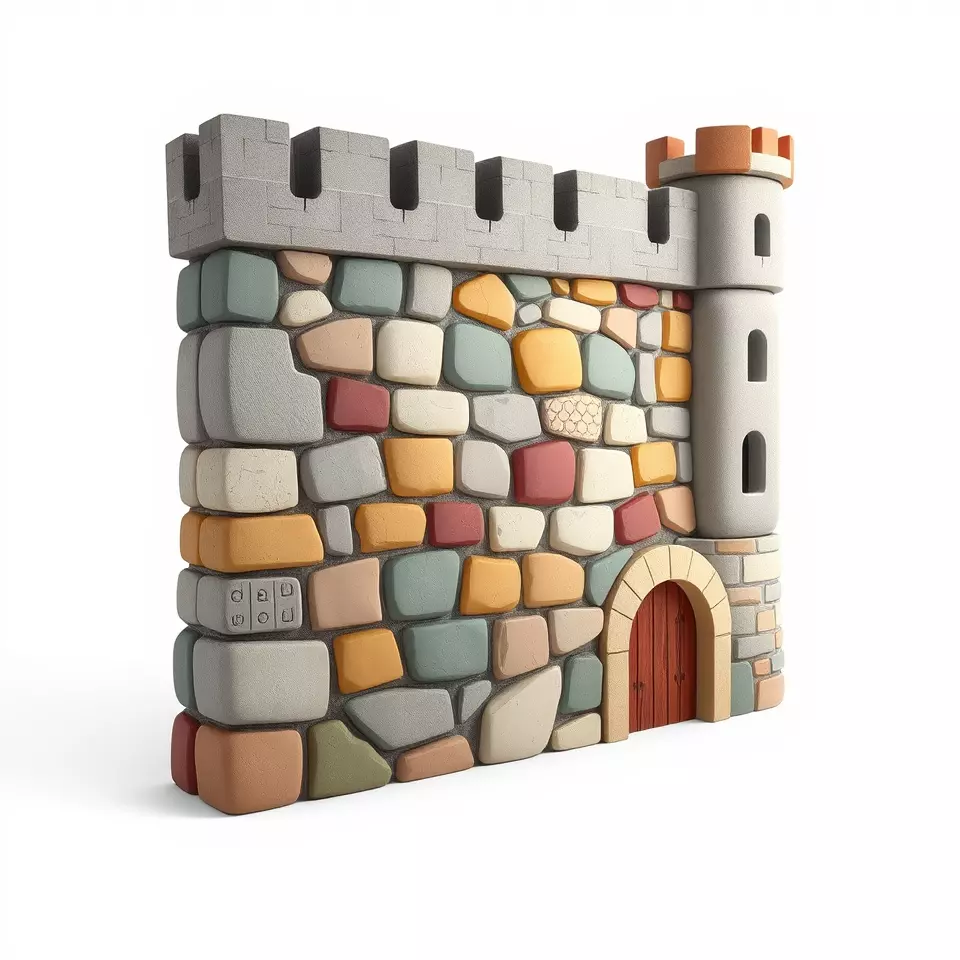 Colorful Castle Wall model pack Low-poly 3D model_2