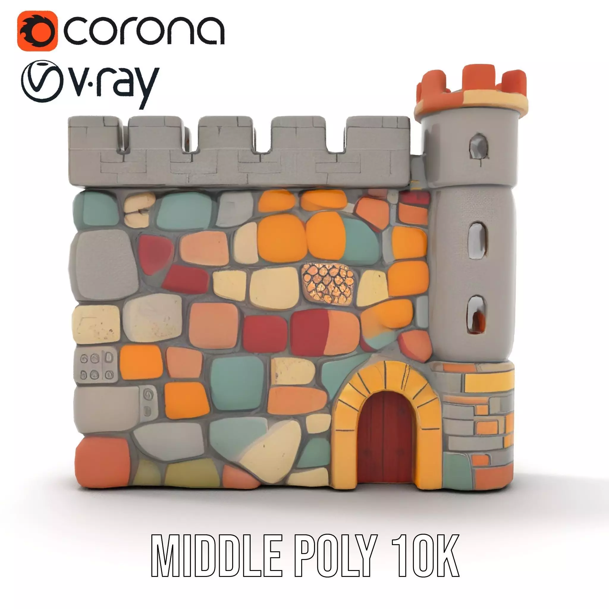 Colorful Castle Wall model pack Low-poly 3D model_23