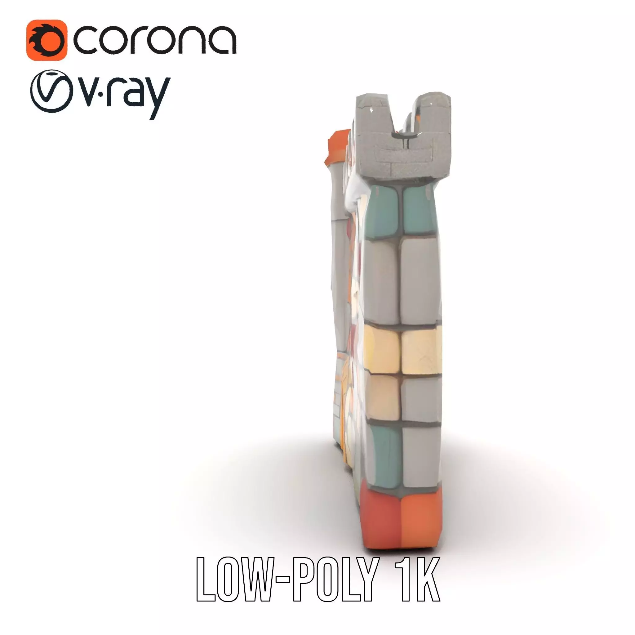 Colorful Castle Wall model pack Low-poly 3D model_12