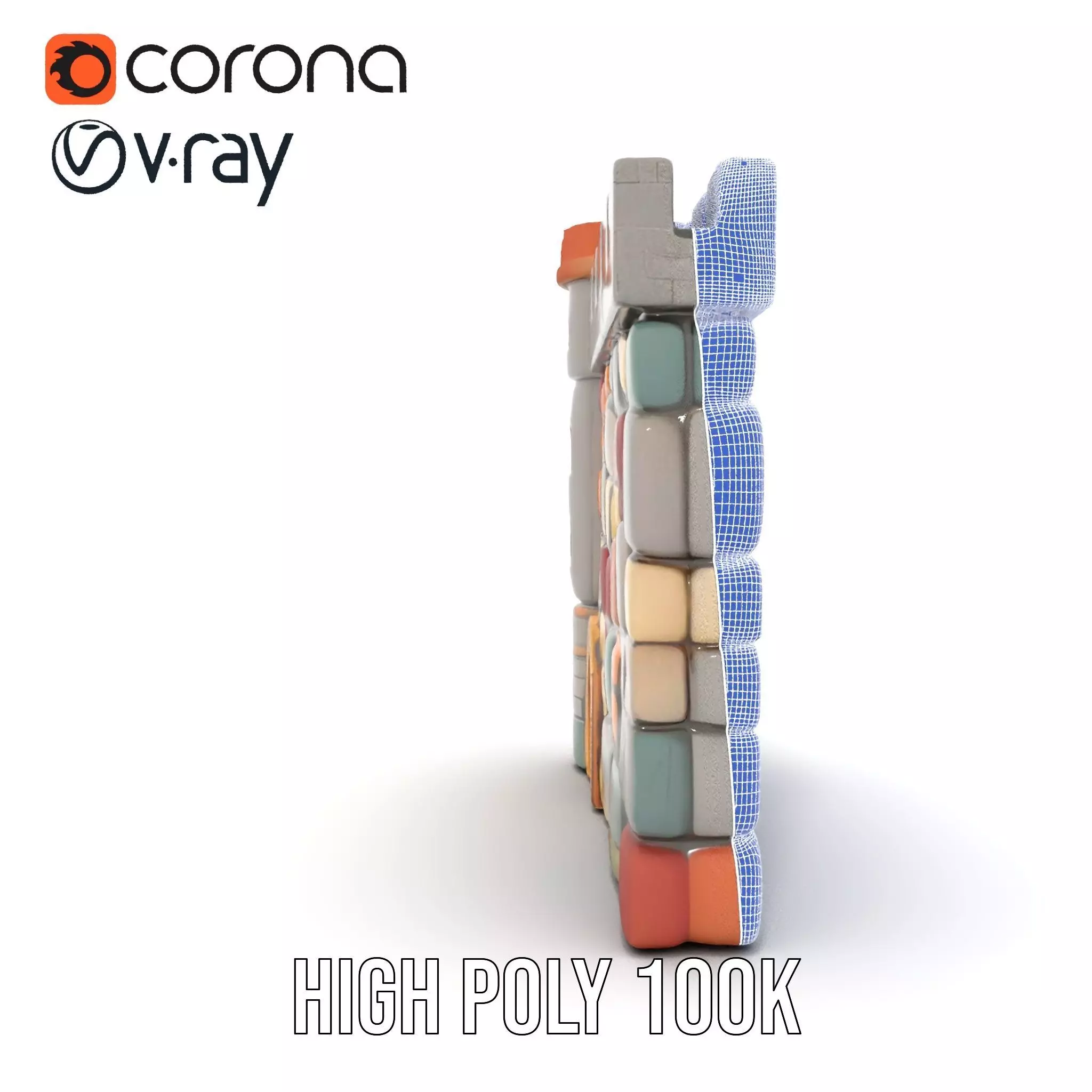 Colorful Castle Wall model pack Low-poly 3D model_33